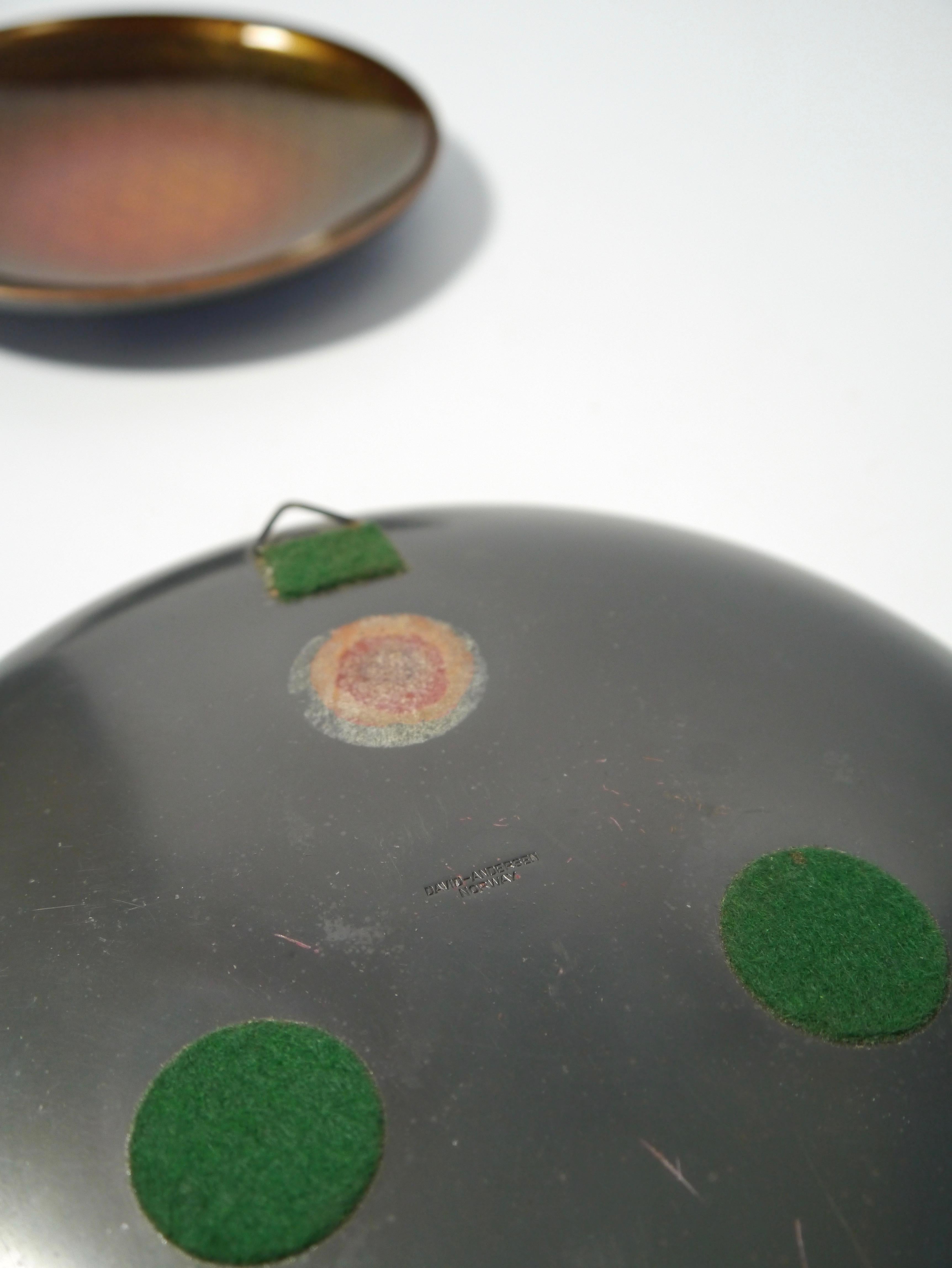 20th Century Two Enameled Copper Trays / Plates by David Andersen, Norway 1960s For Sale