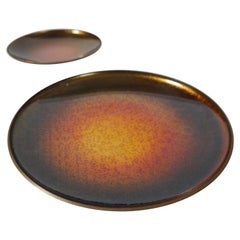 Two Enameled Copper Trays / Plates by David Andersen, Norway 1960s