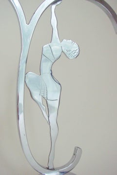 Two English Art Deco Chrome Figural Josephine Baker Twin Candle Holders