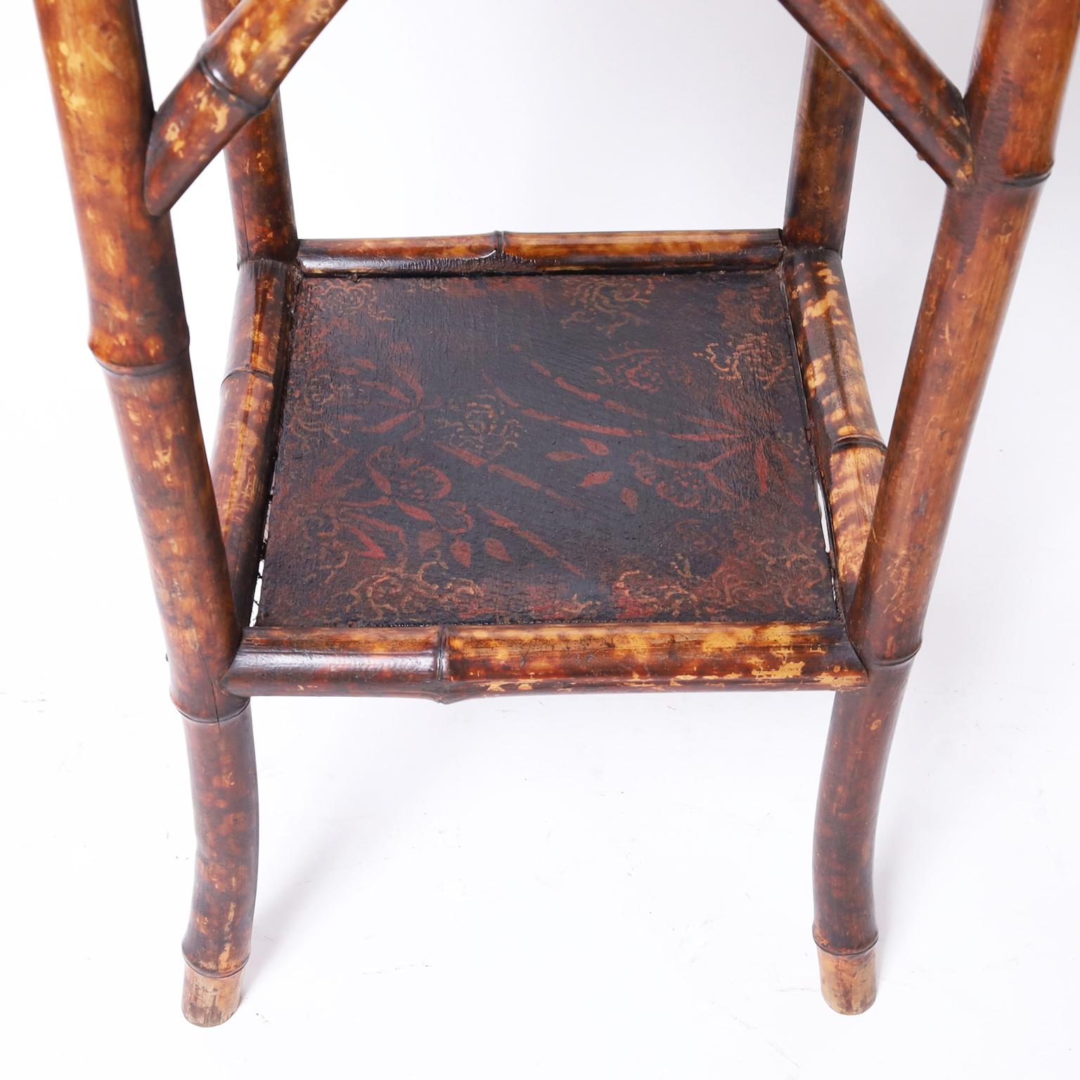 19th Century Two English Bamboo and Lacquer Stands or Tables