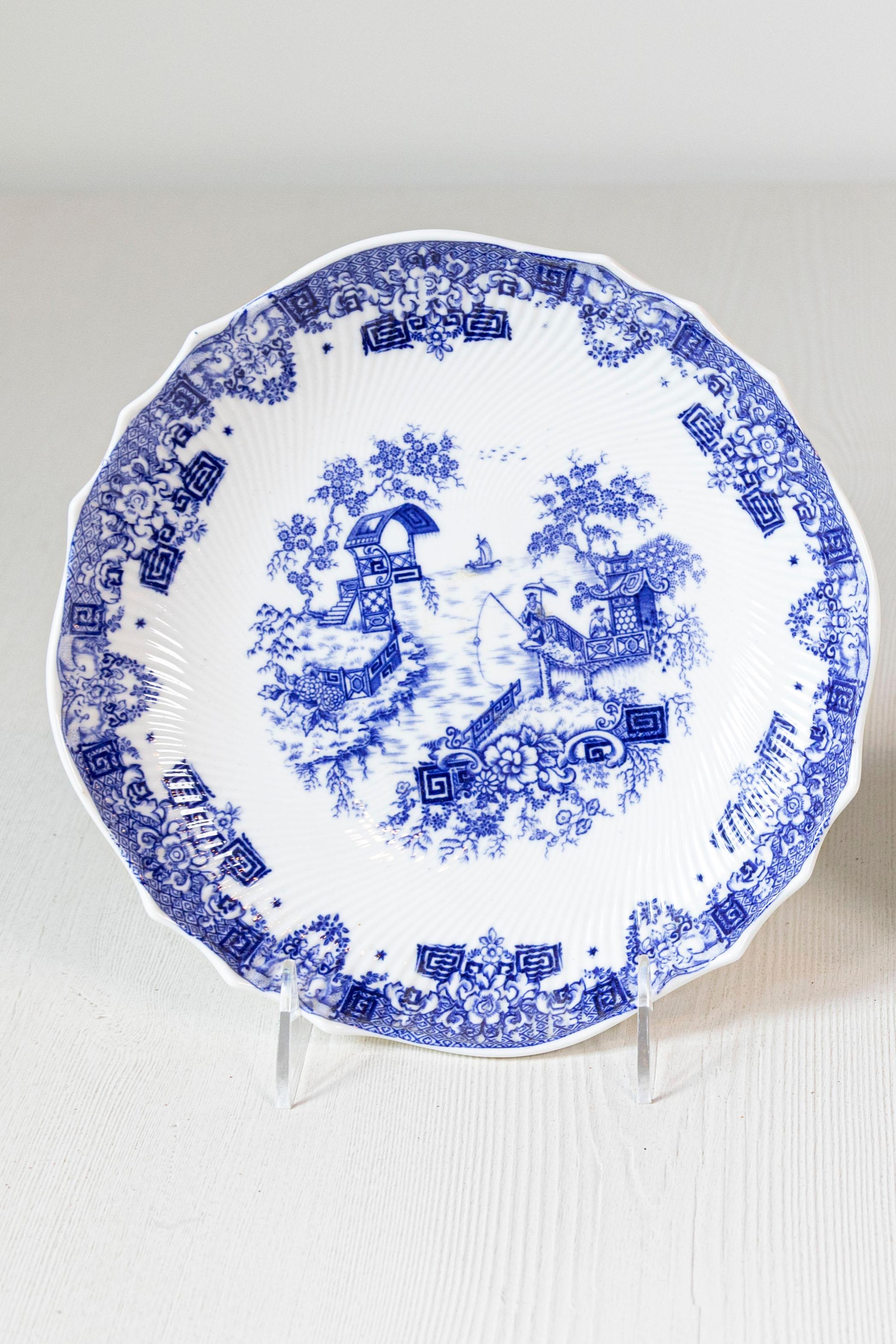 Victorien tardif Deux assiettes décoratives anglaises bleu et blanc de Copeland Spode, fin du 19e siècle en vente
