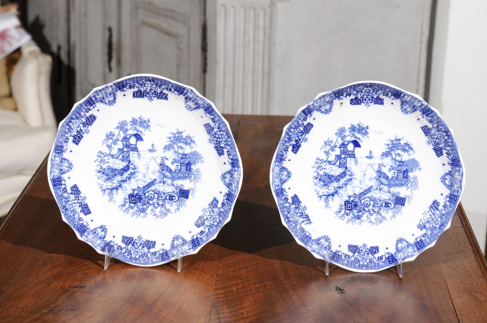 Deux assiettes décoratives anglaises bleu et blanc de Copeland Spode, fin du 19e siècle Bon état - En vente à Atlanta, GA