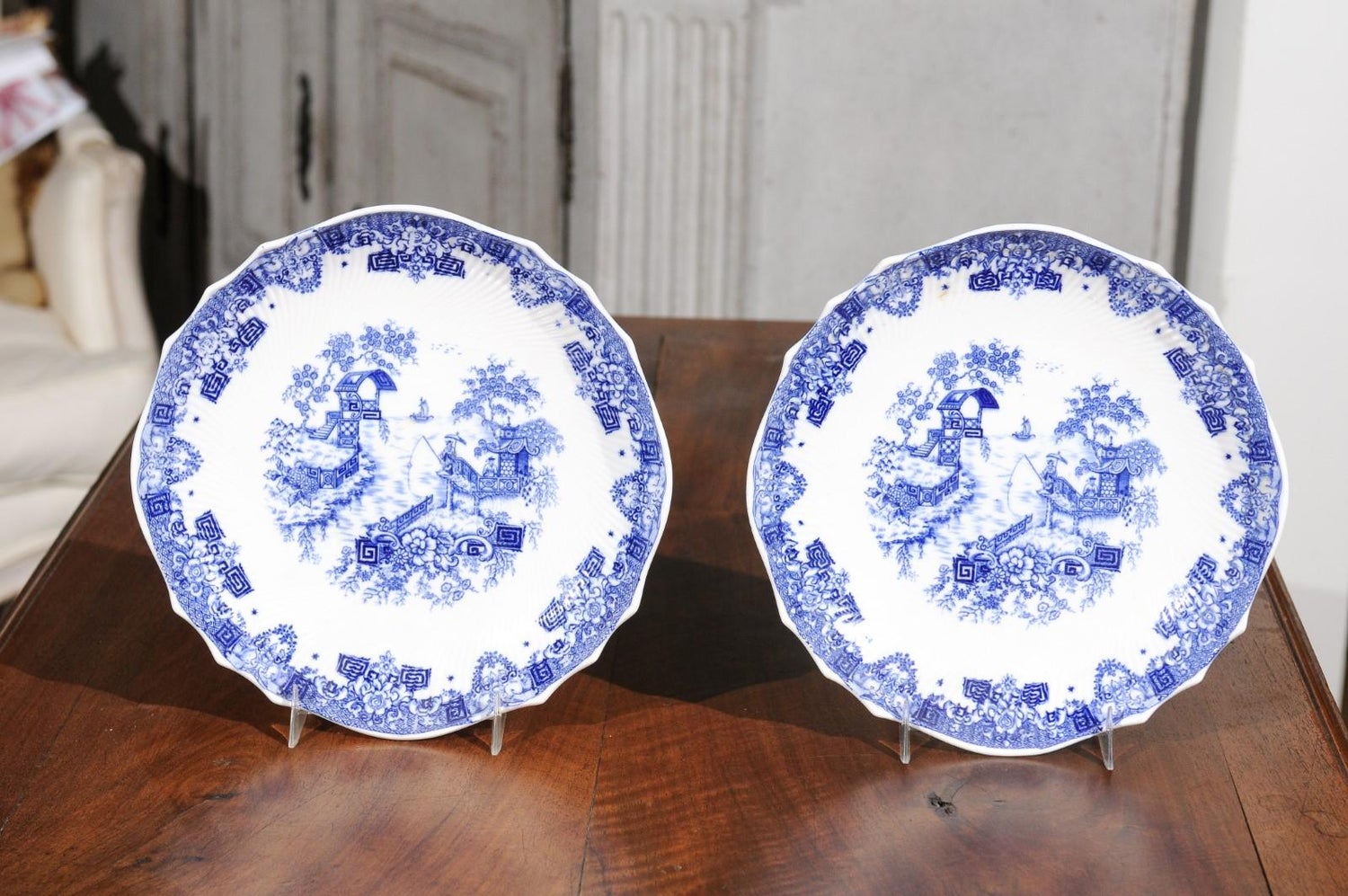 Two English Blue And White Copeland Spode Decorative Plates Late