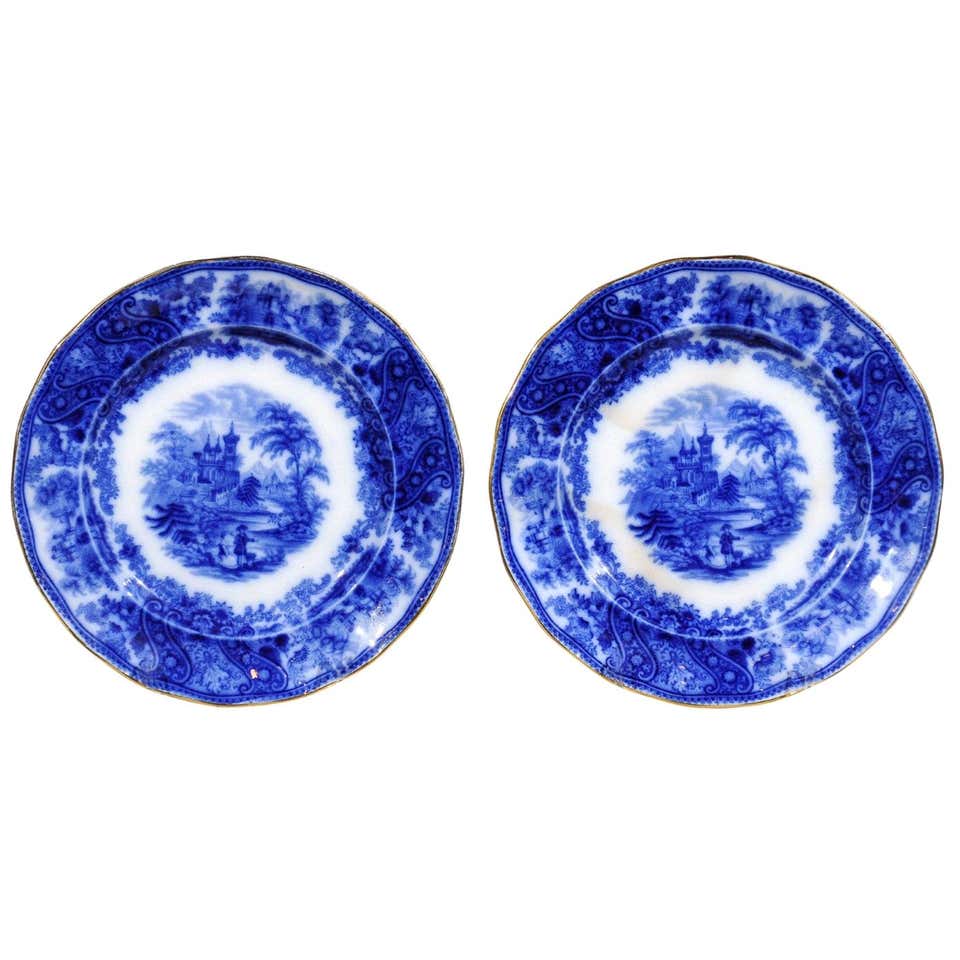 Flow Blue Ironstone Plates For Sale at 1stDibs