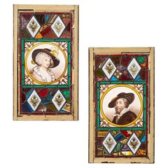 Deux vitraux anglais de style géorgien