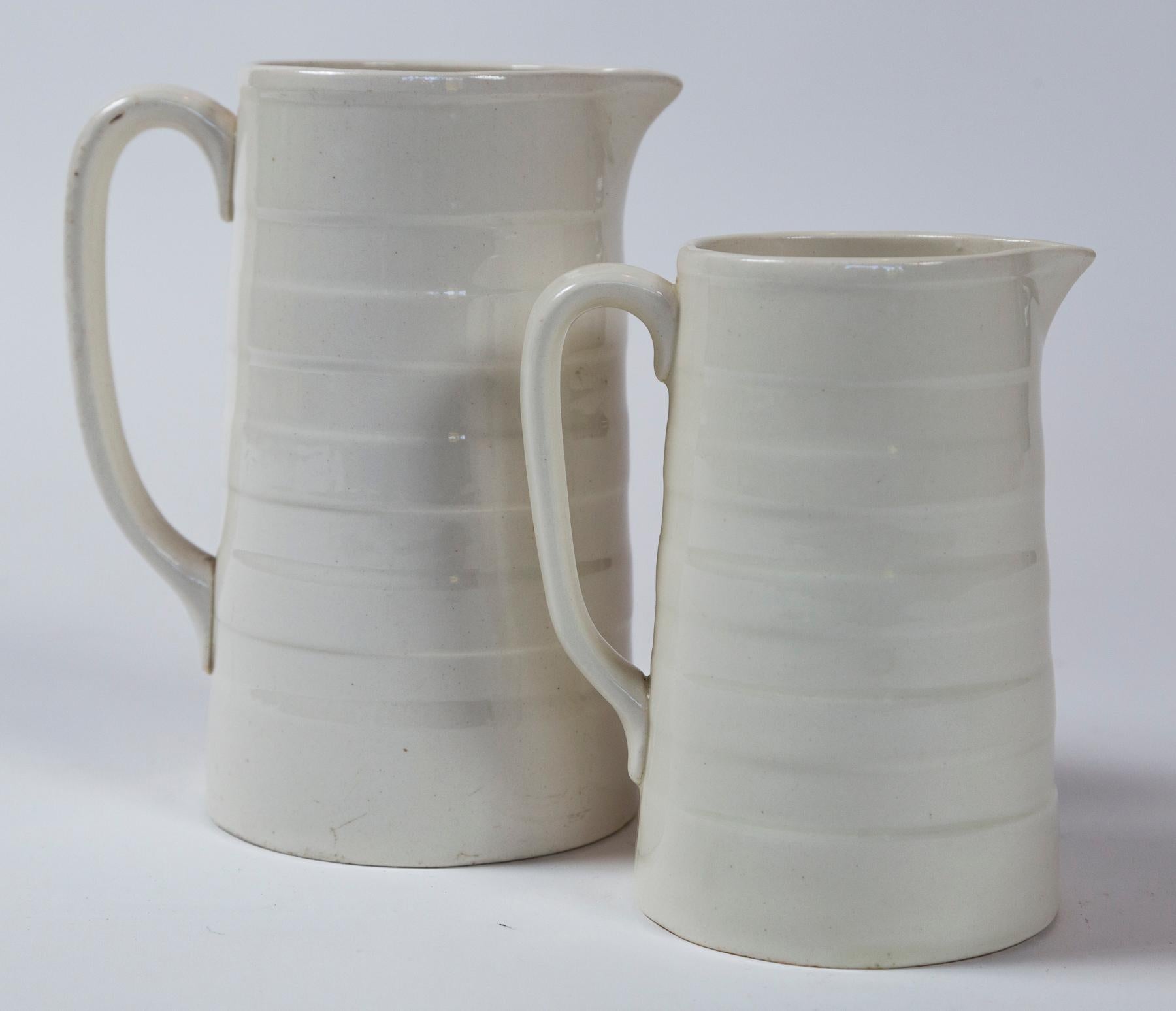 Early 20th Century Two English Ironstone Dairy Pitchers, circa 1920 For Sale
