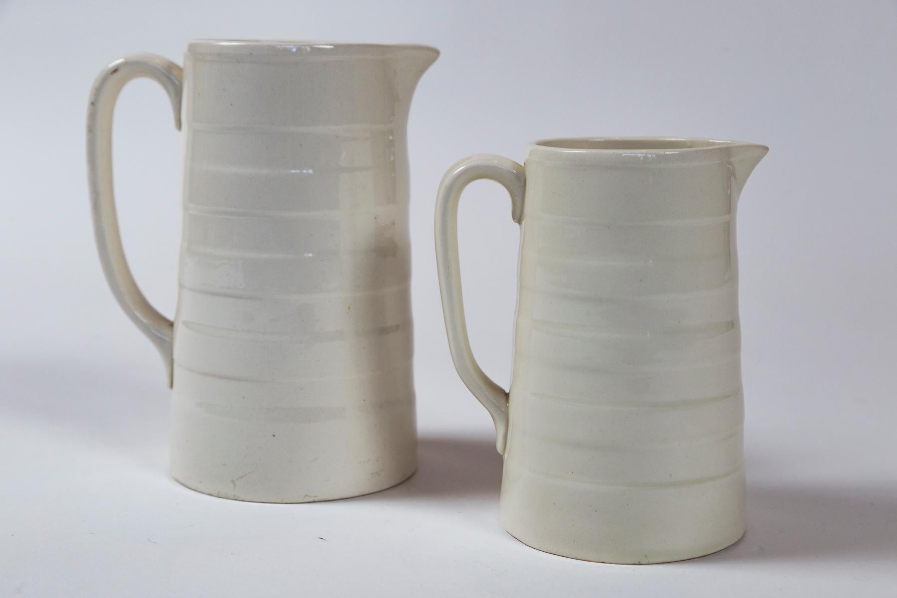 Two English Ironstone Dairy Pitchers, circa 1920 For Sale 1