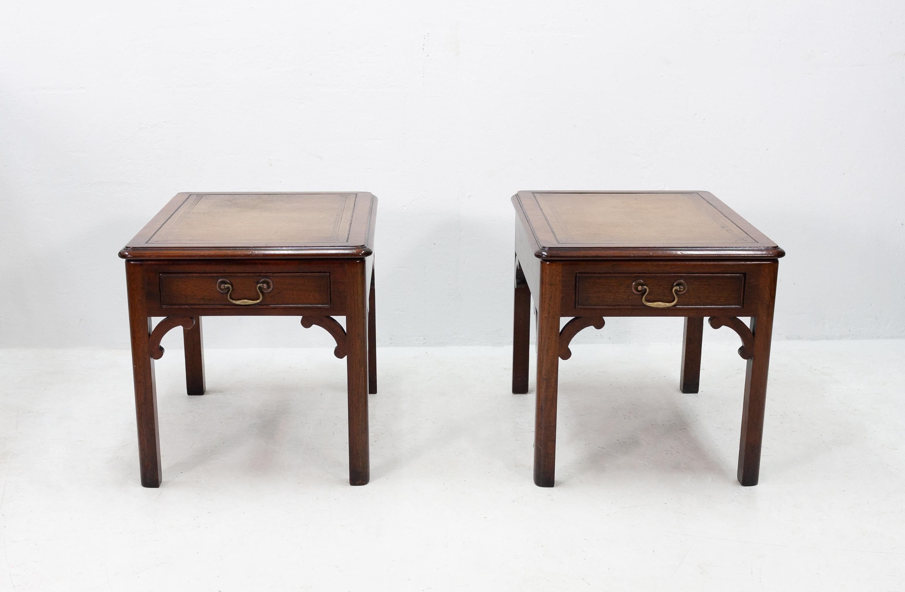 Neoclassical Revival Two English Mahogany Side Tables