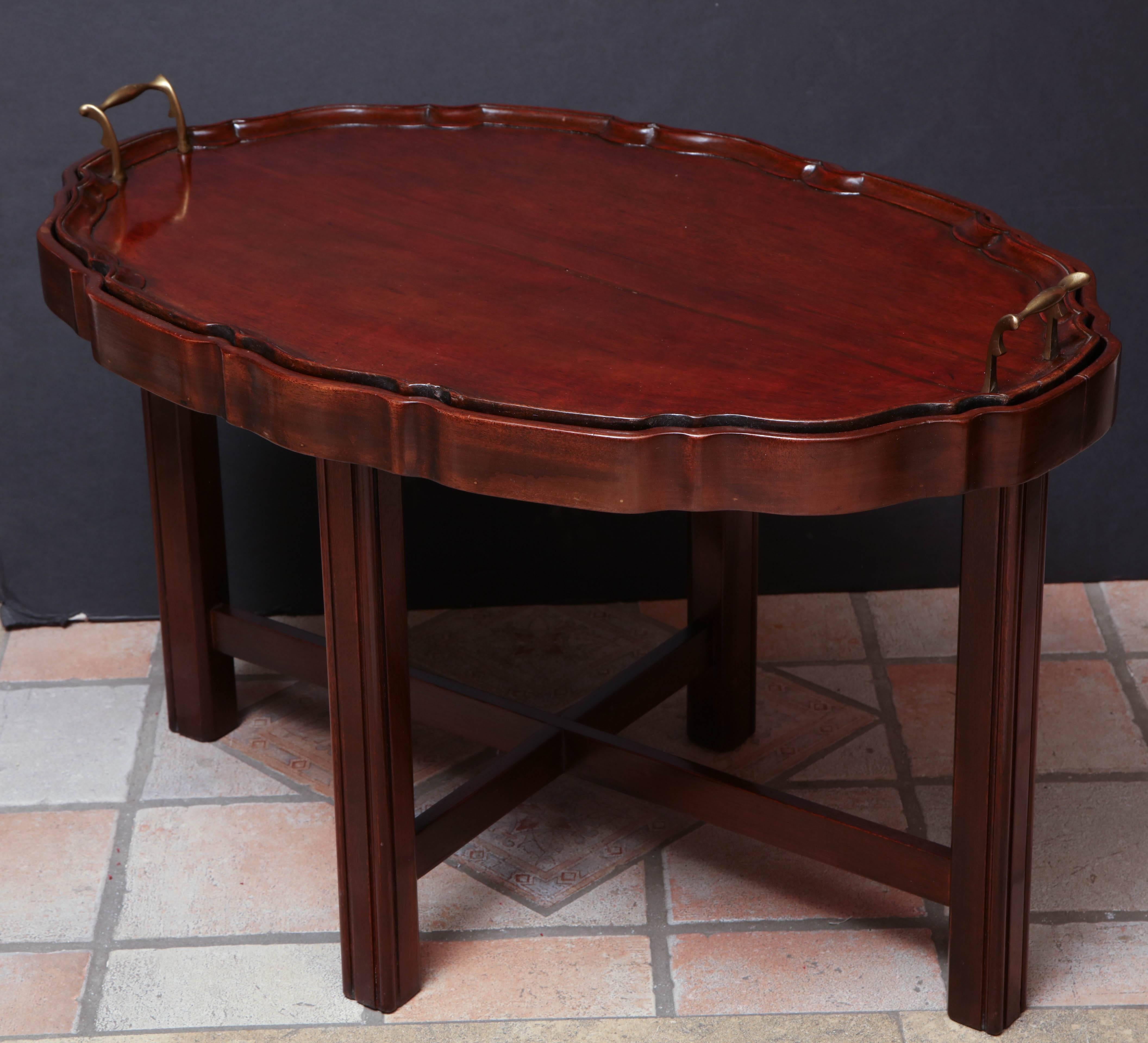 Two English Mahogany Trays on Stands 5