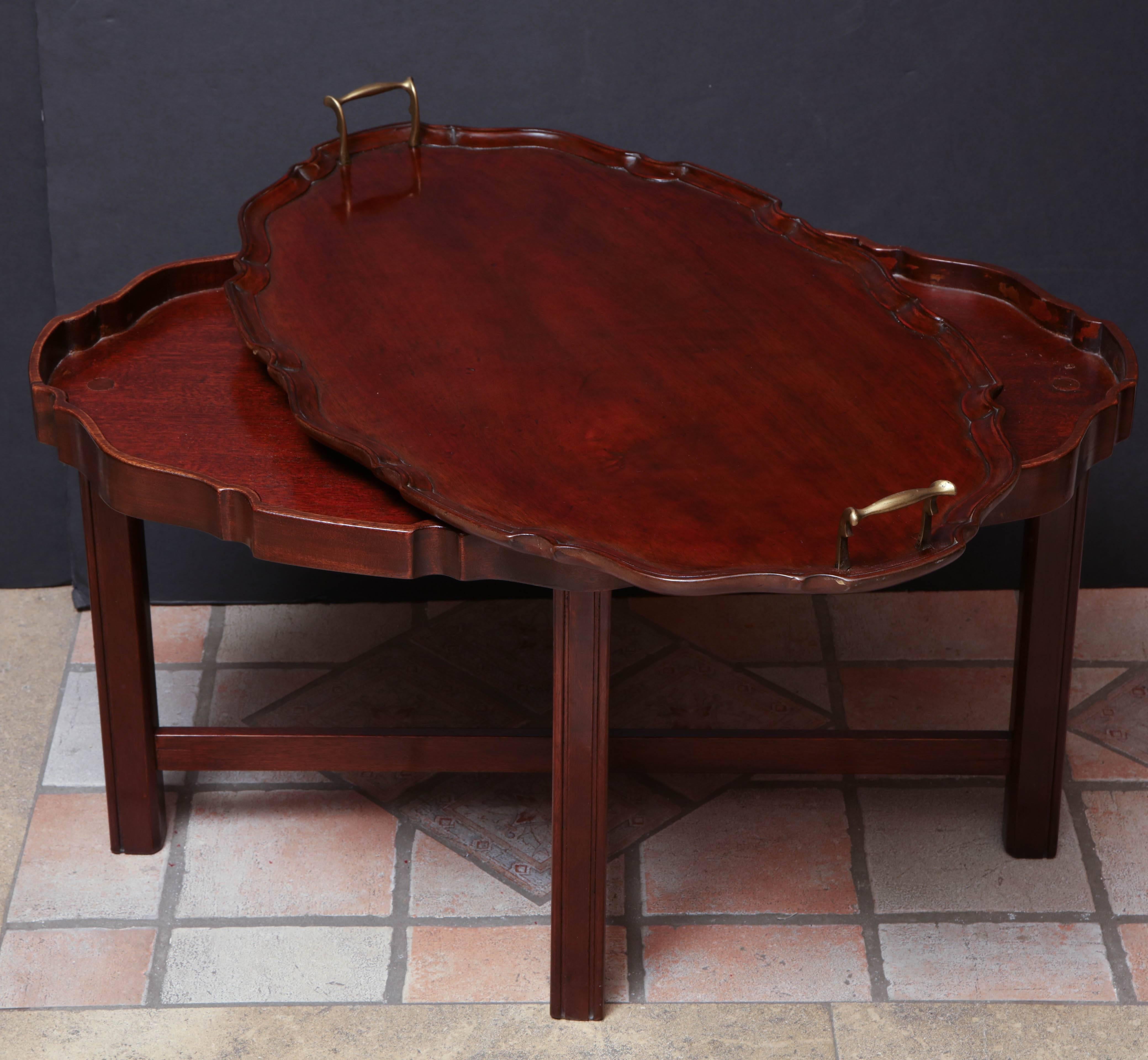 18th Century and Earlier Two English Mahogany Trays on Stands