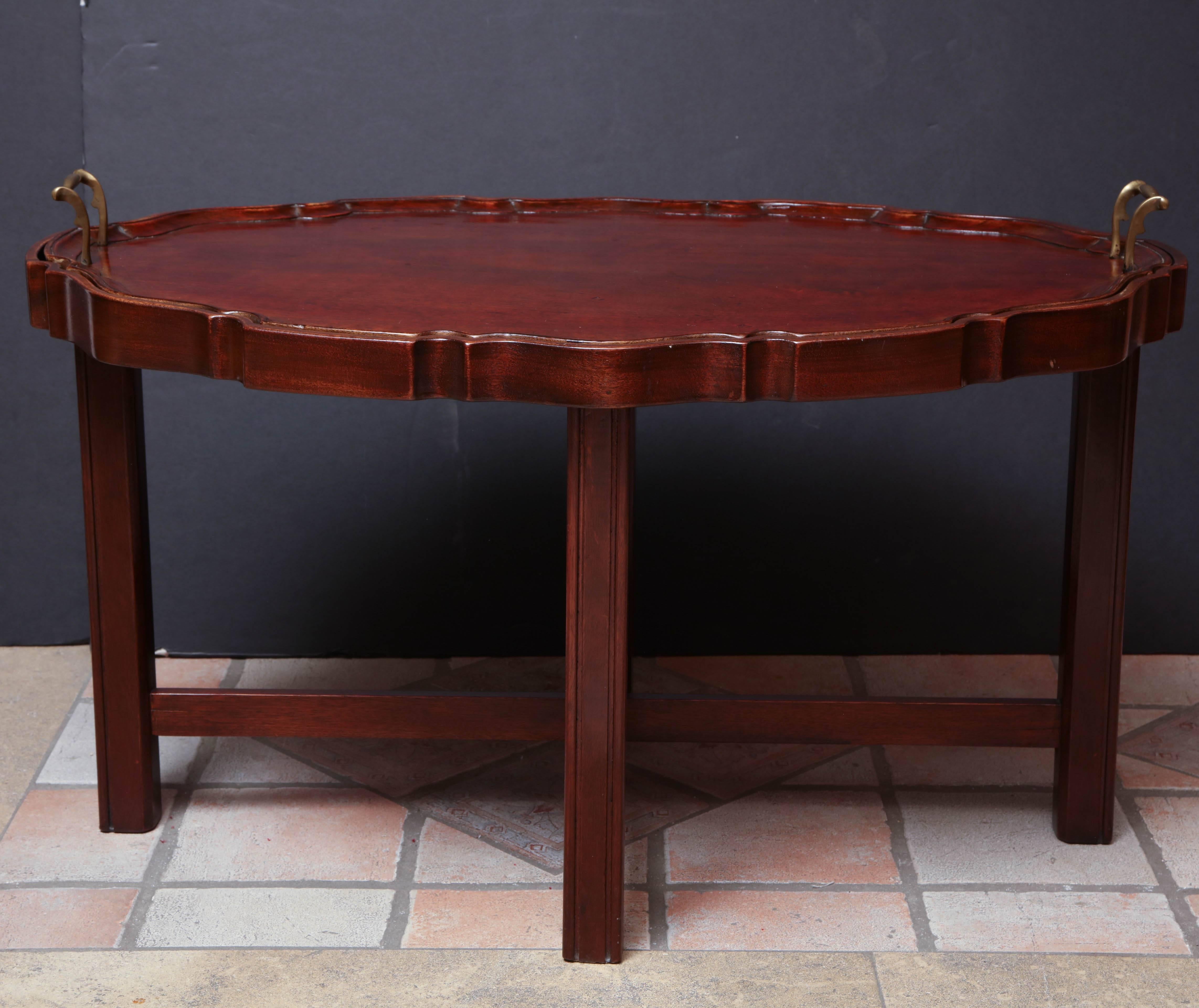 Two English Mahogany Trays on Stands 1