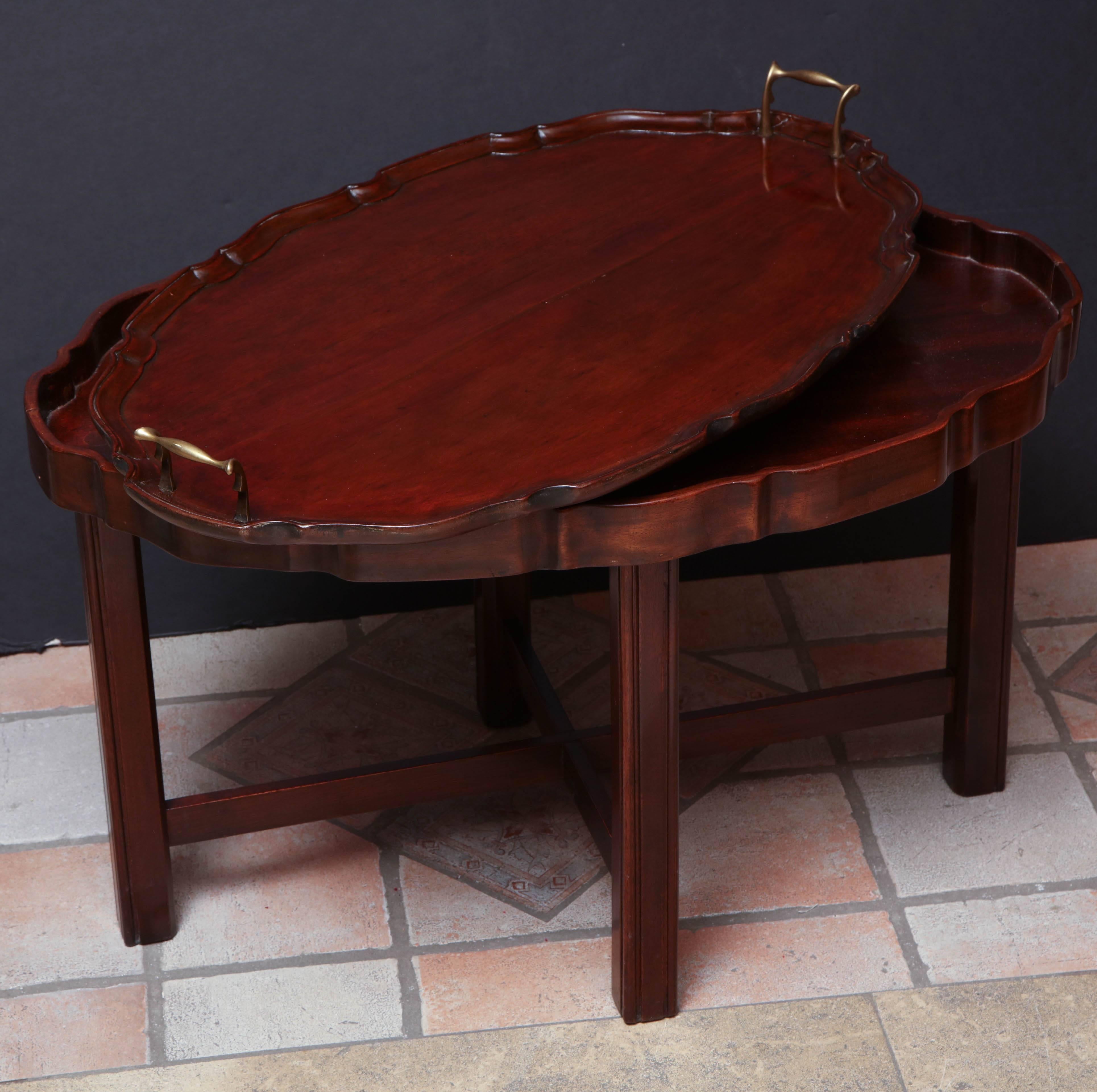 Two English Mahogany Trays on Stands 3