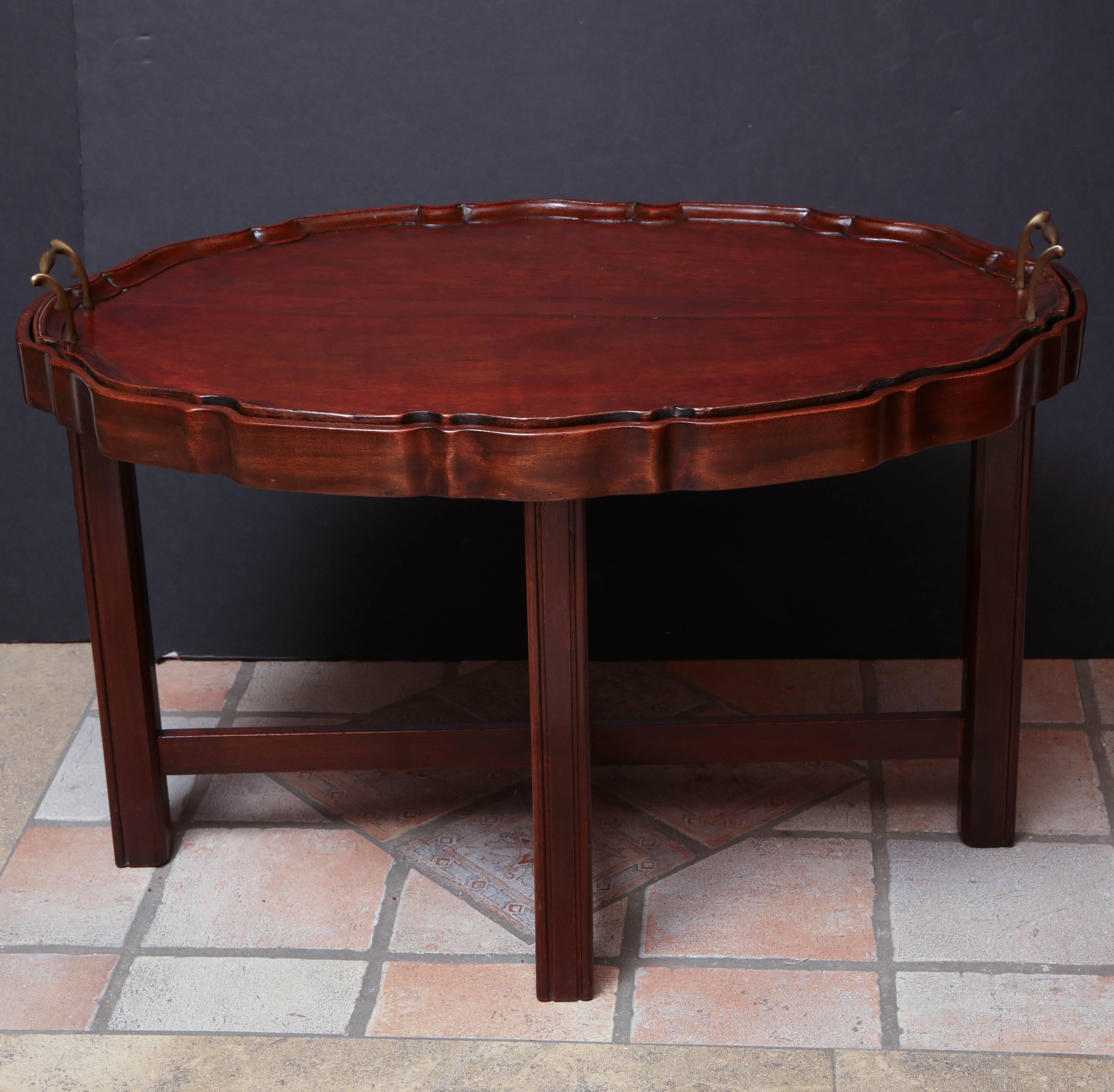 Two English Mahogany Trays on Stands 4