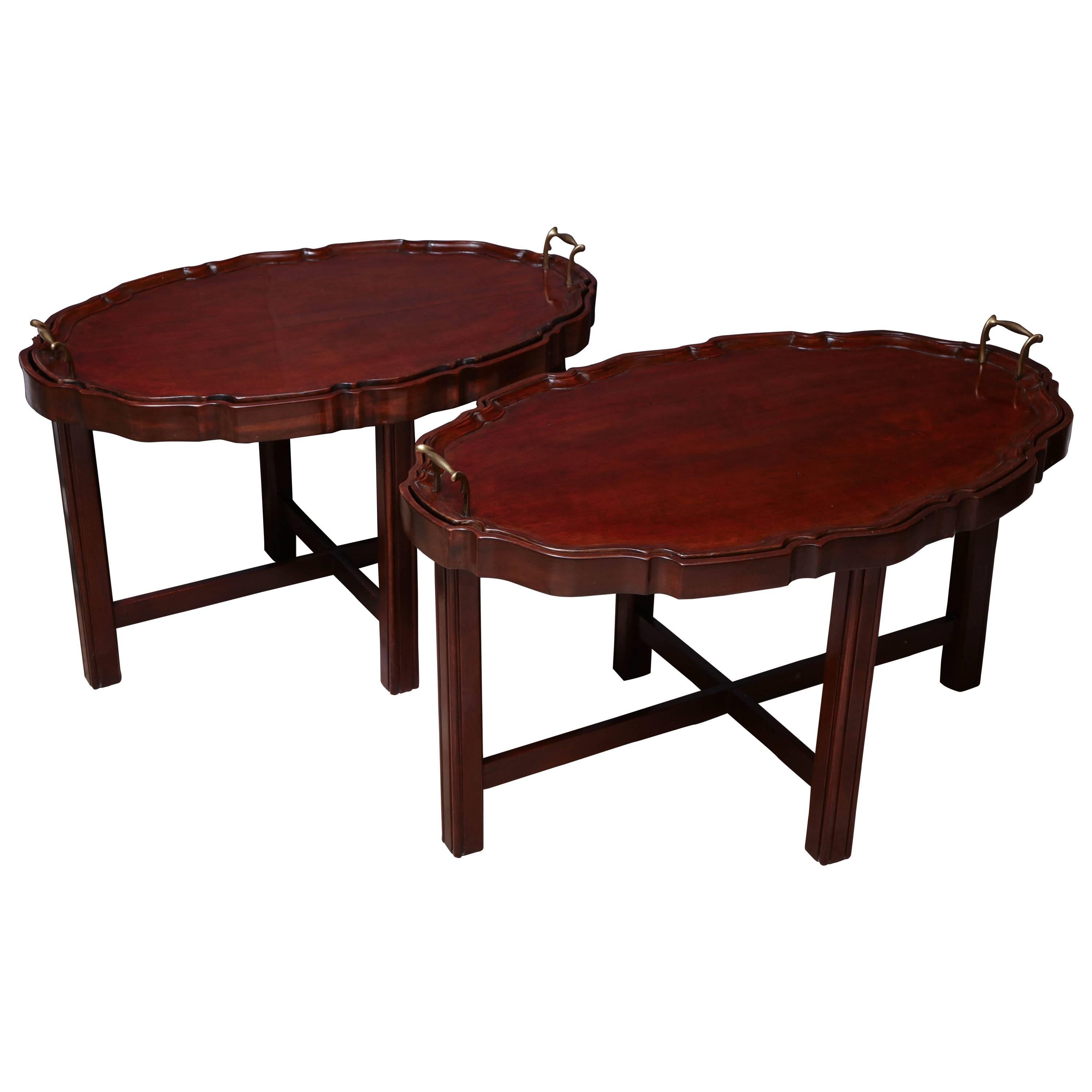 Two English Mahogany Trays on Stands