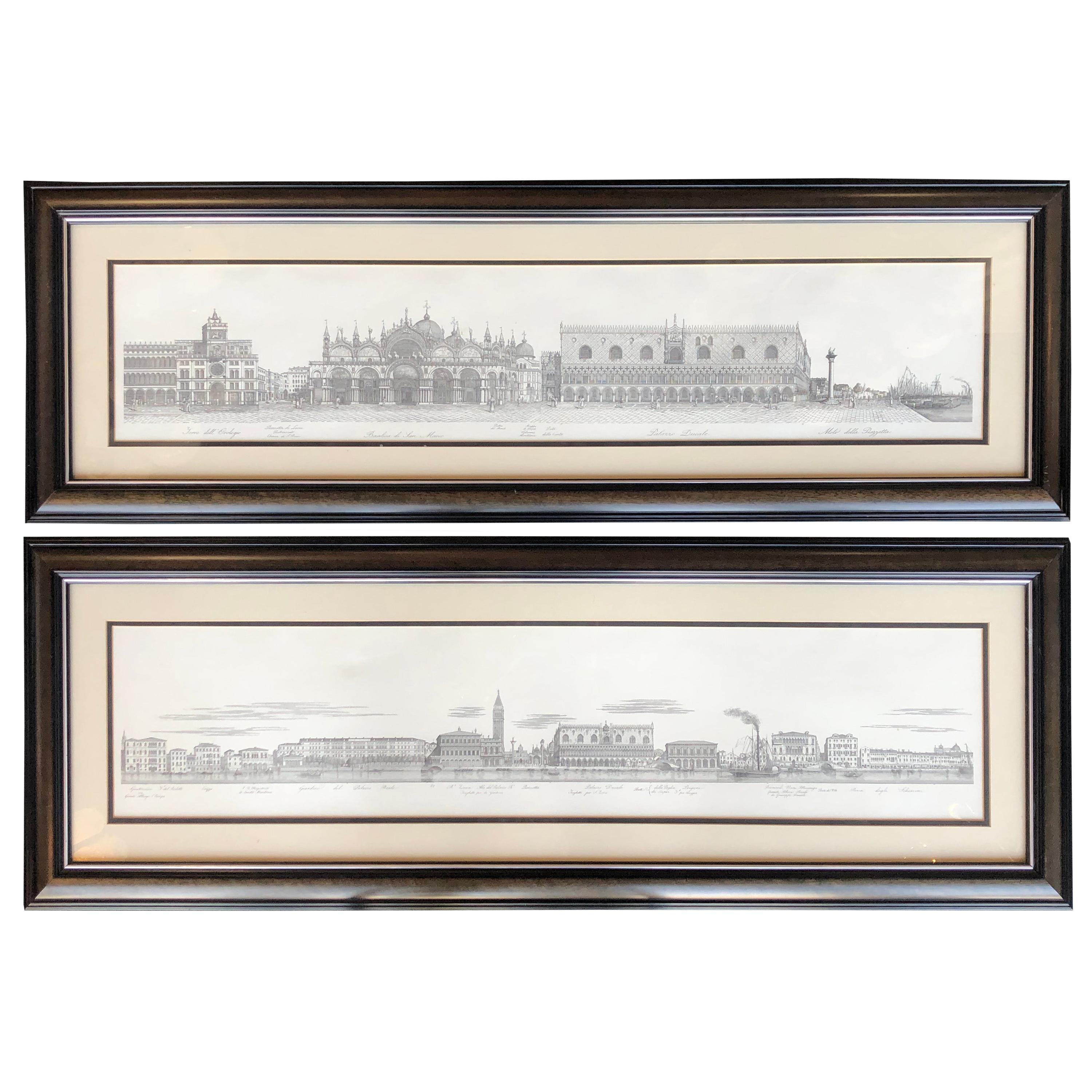 Two Engravings of Italian Cityscapes For Sale