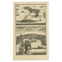 Antique Two Engravings Tonga Archipel Anamuka 't Eylant Rotterdam', Valentijn, 1726
