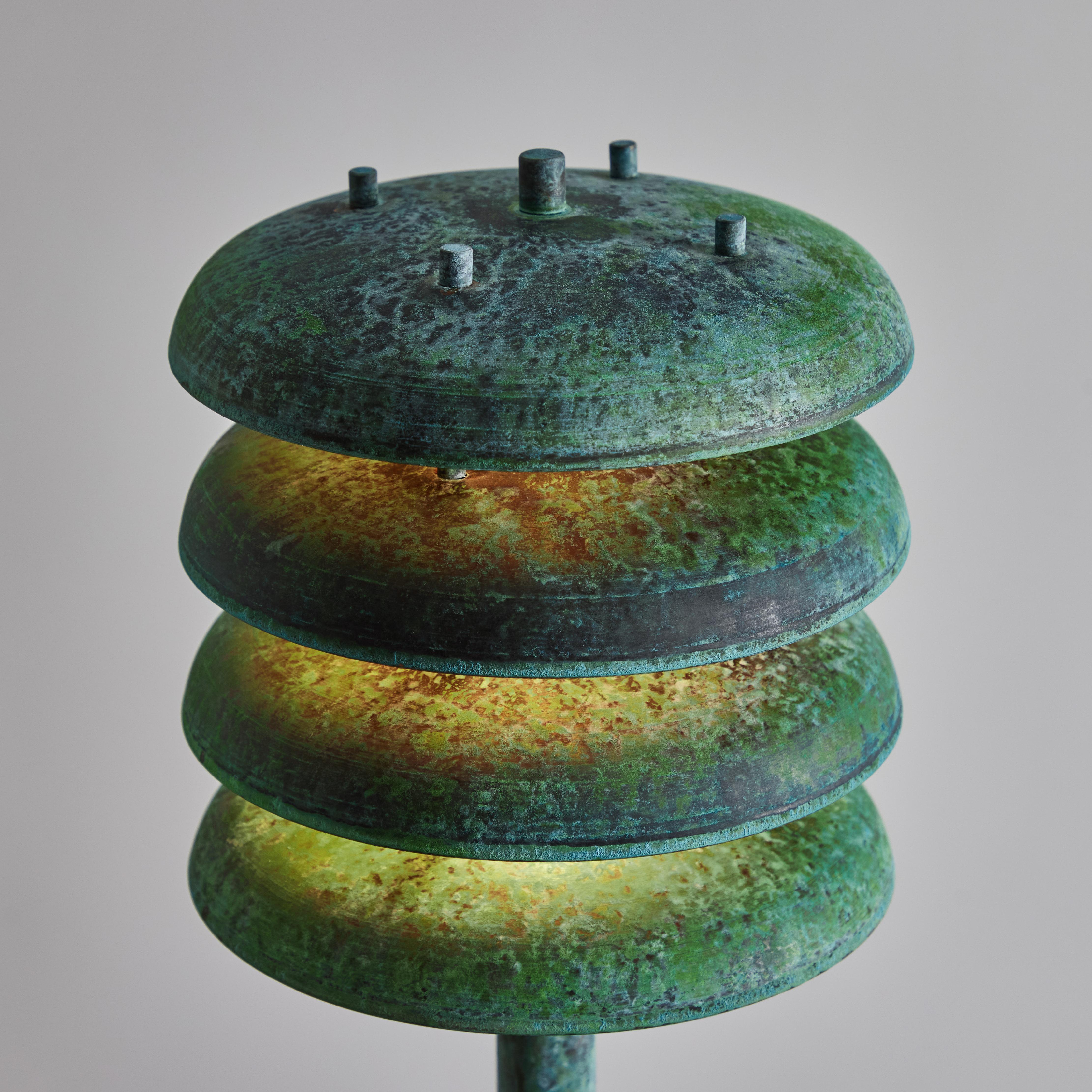 Two Enlighten 'Gibson' Verdigris Patinated Outdoor Bollard Light In New Condition For Sale In Glendale, CA