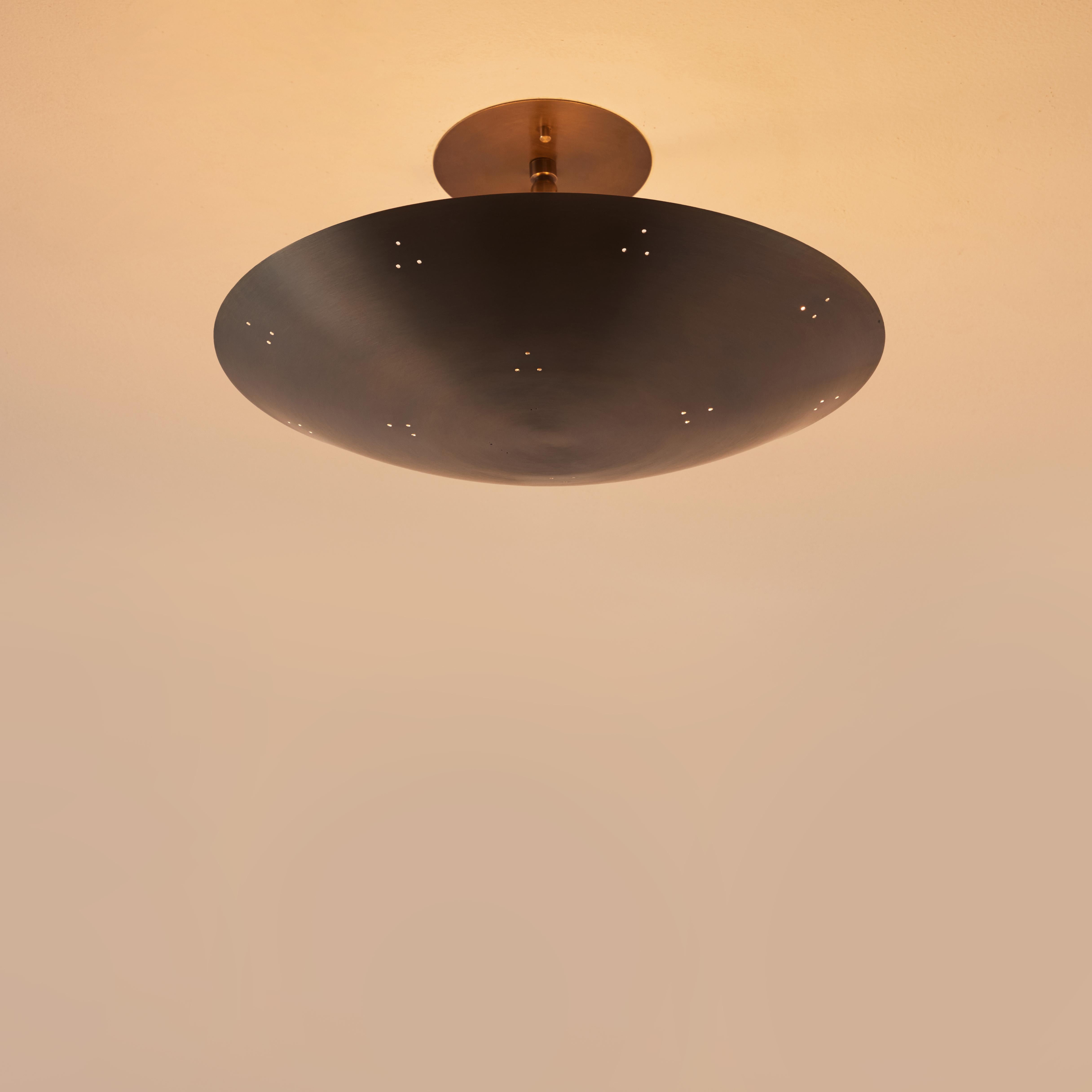 American Two Enlighten 'Rey 14' Perforated Patinated Brass Dome Ceiling Lamp For Sale