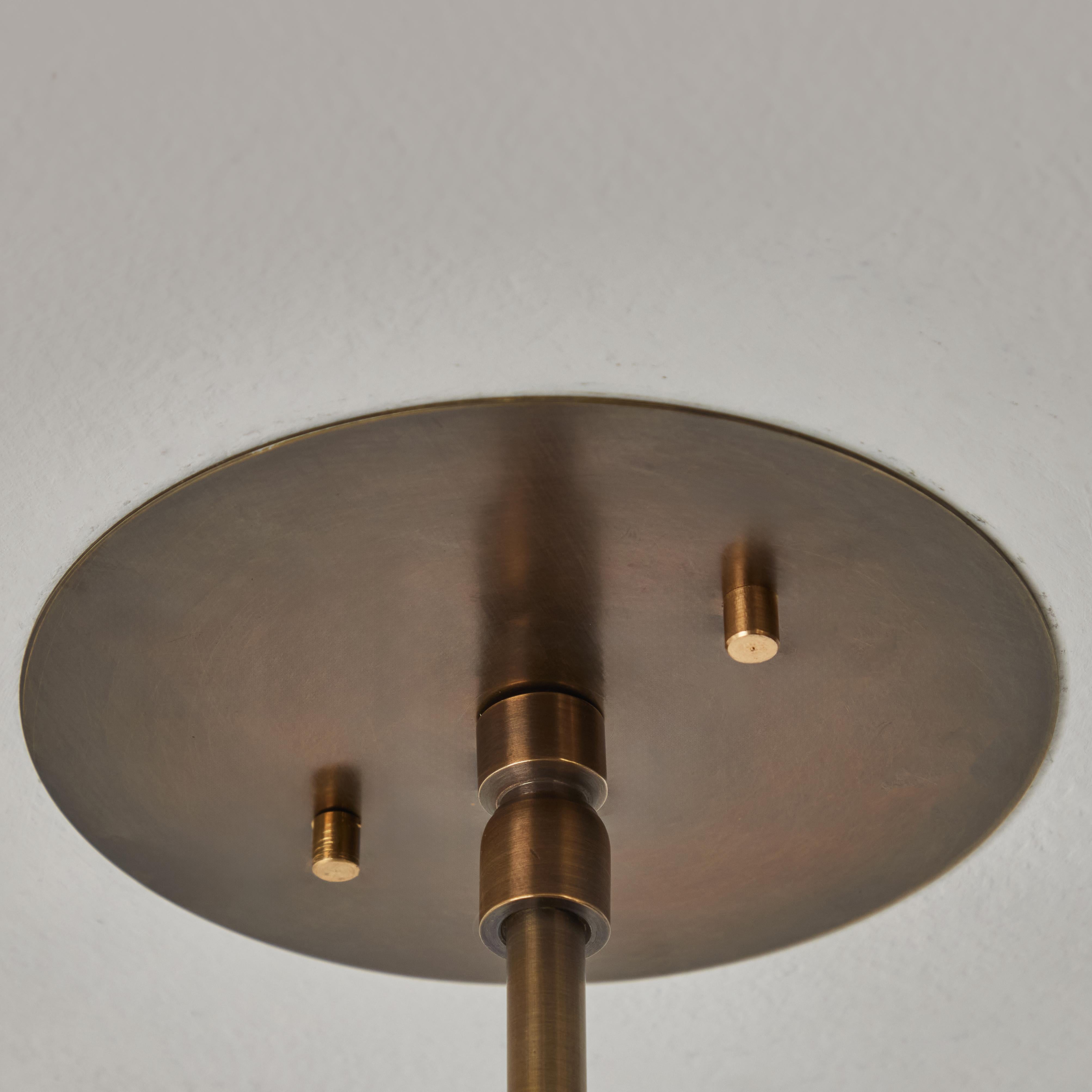Two Enlighten 'Rey 14' Perforated Patinated Brass Dome Ceiling Lamp In New Condition For Sale In Glendale, CA
