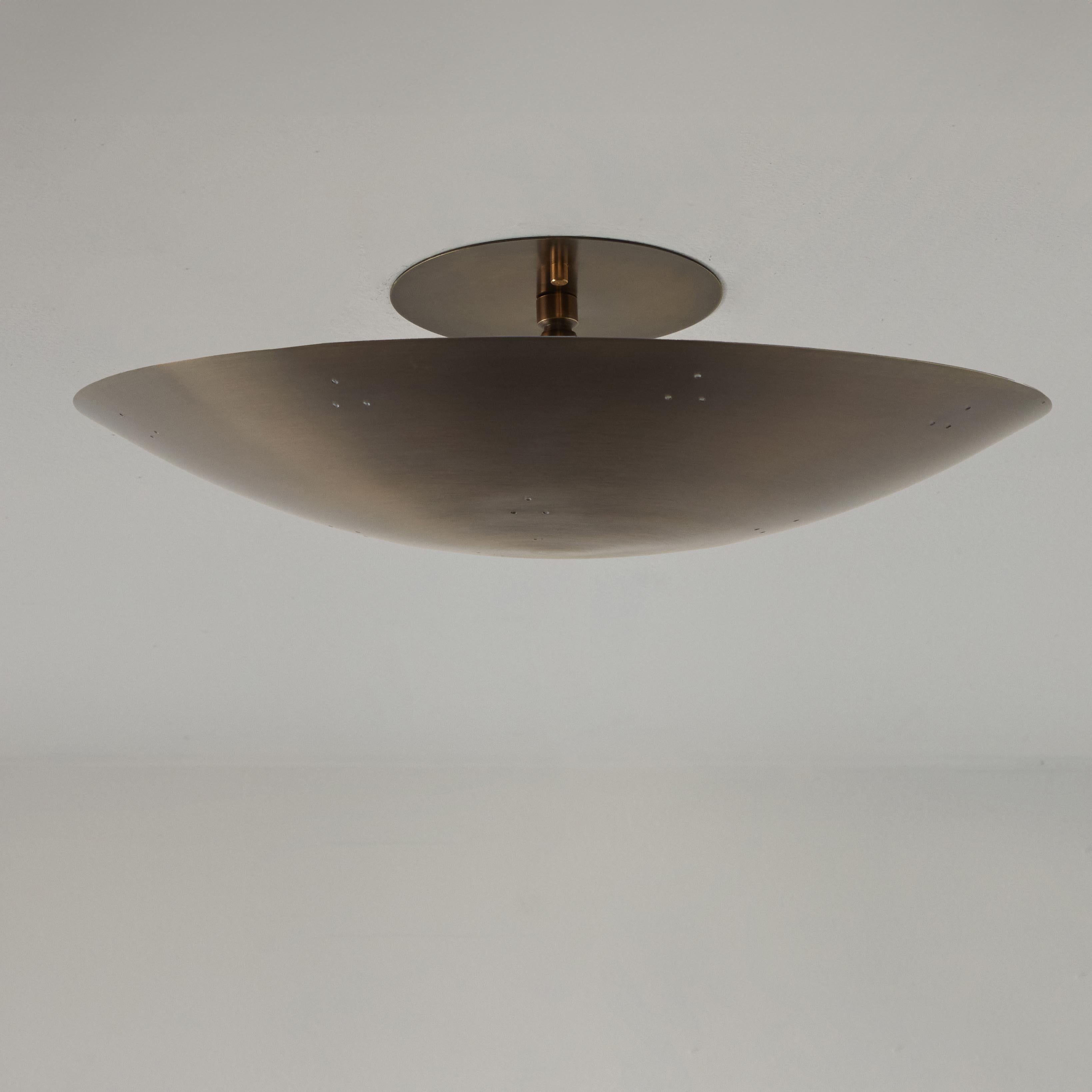 Two Enlighten 'Rey 14' Perforated Patinated Brass Dome Ceiling Lamp For Sale 2