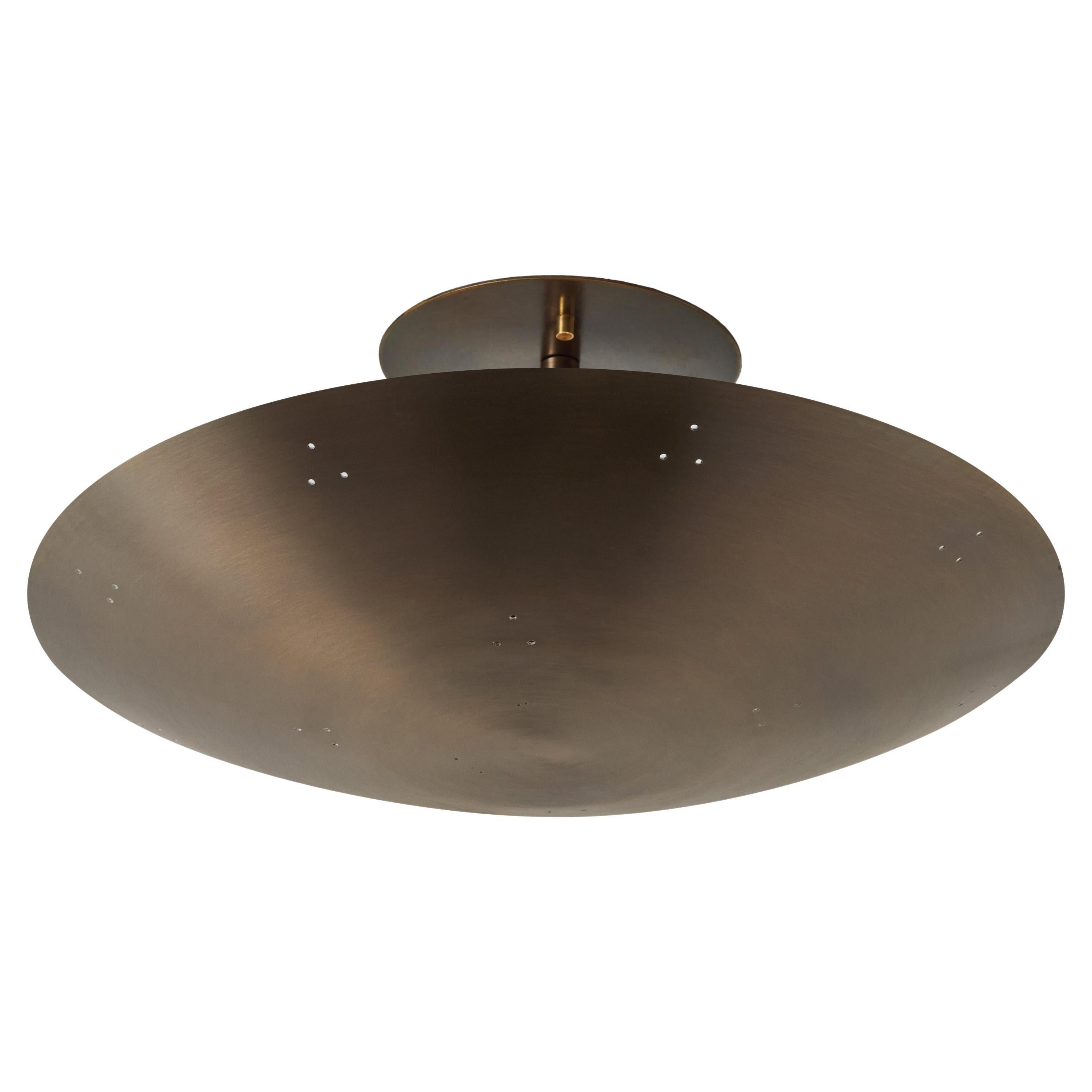 Two Enlighten 'Rey 14' Perforated Patinated Brass Dome Ceiling Lamp For Sale
