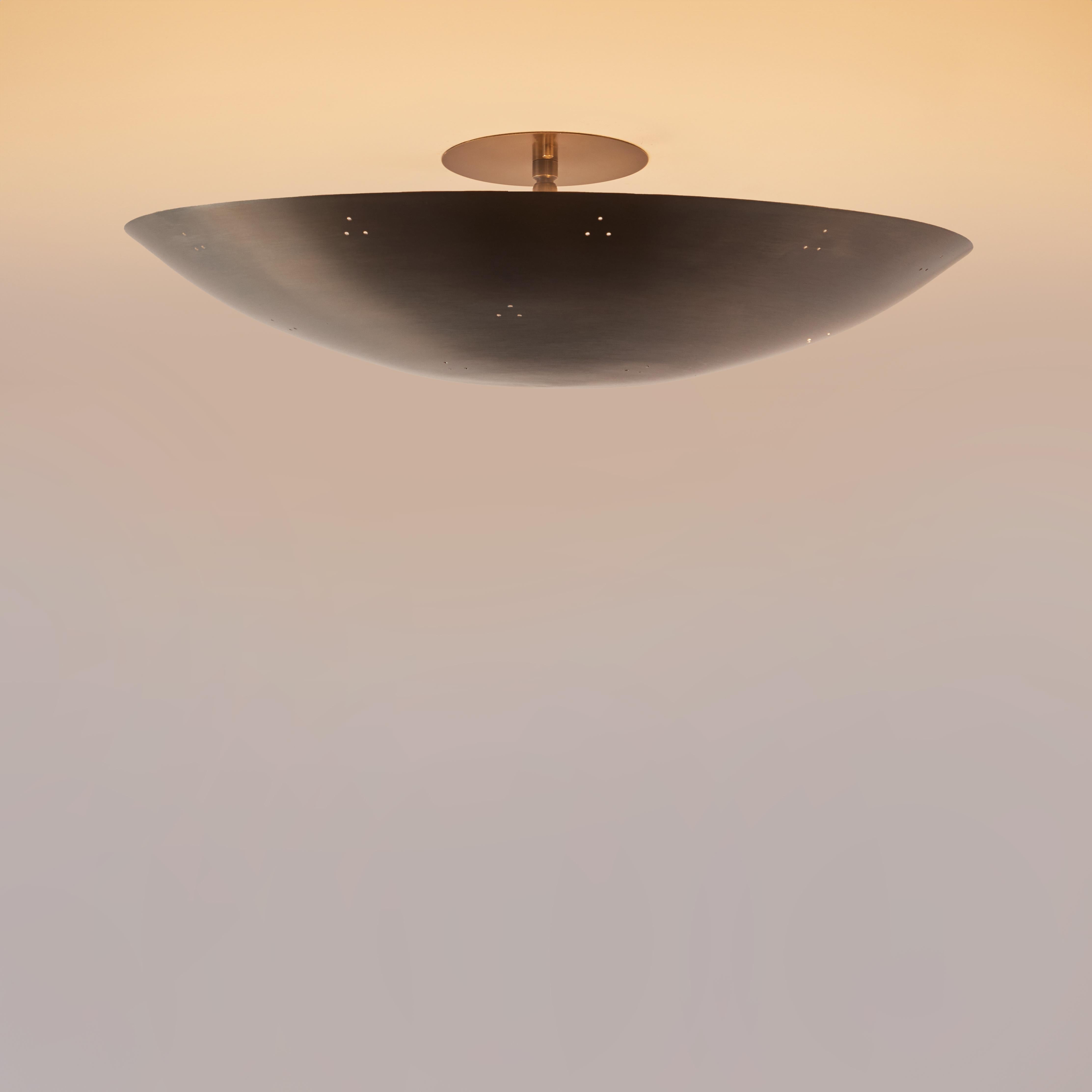 Mid-Century Modern Raul Reyes 'Rey 20' Perforated Patinated Brass Dome Ceiling Lamp For Sale