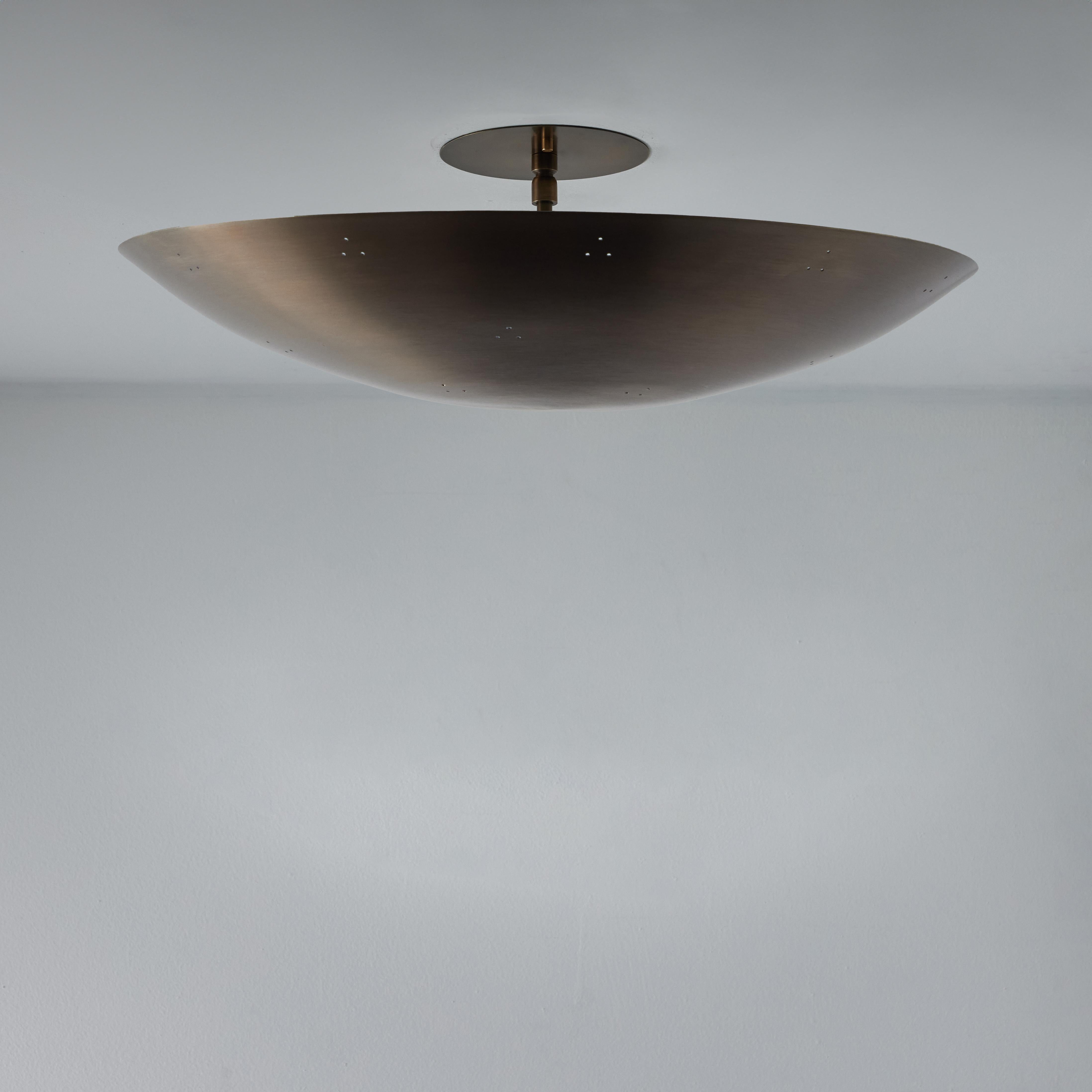American Raul Reyes 'Rey 20' Perforated Patinated Brass Dome Ceiling Lamp For Sale