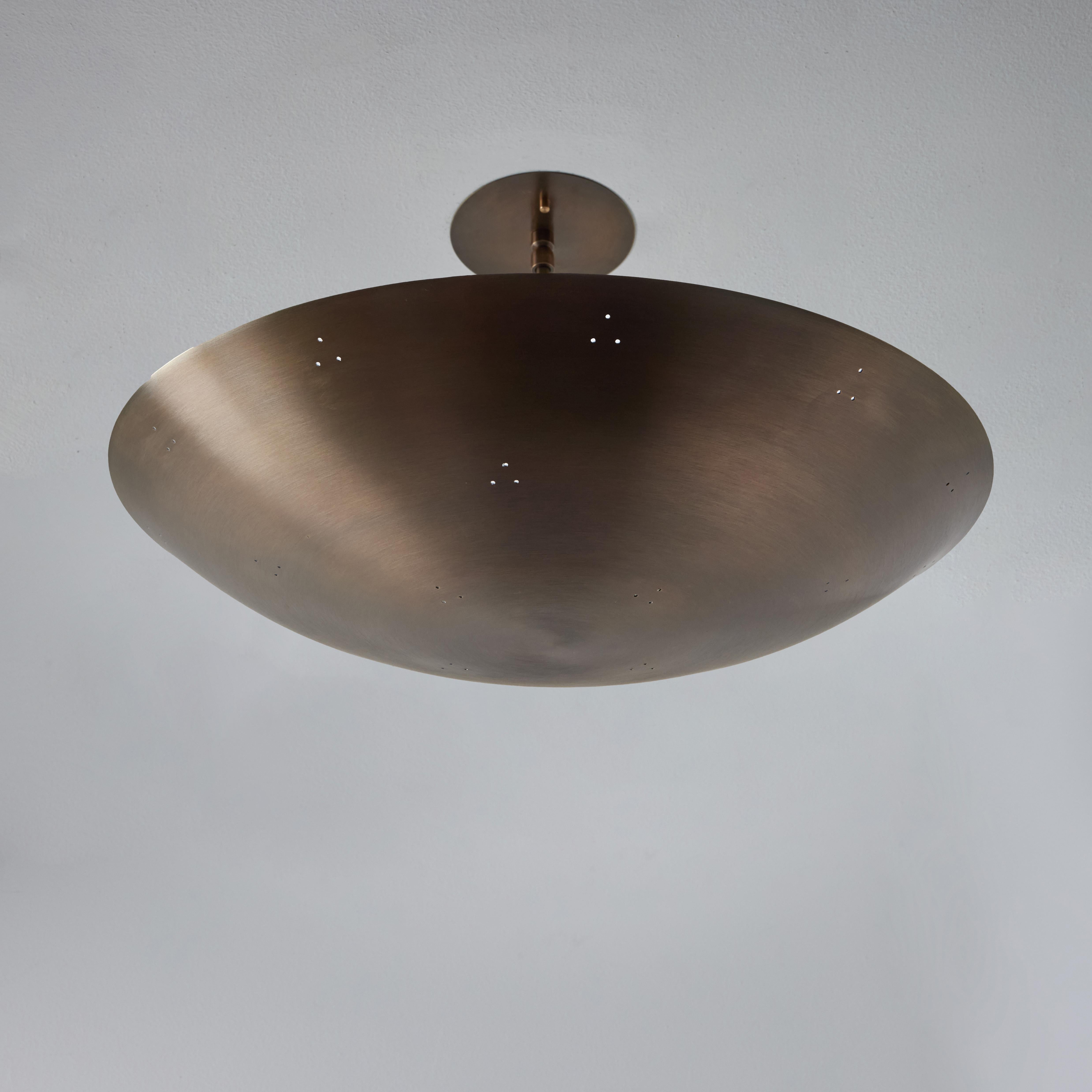 Raul Reyes 'Rey 20' Perforated Patinated Brass Dome Ceiling Lamp In New Condition For Sale In Glendale, CA