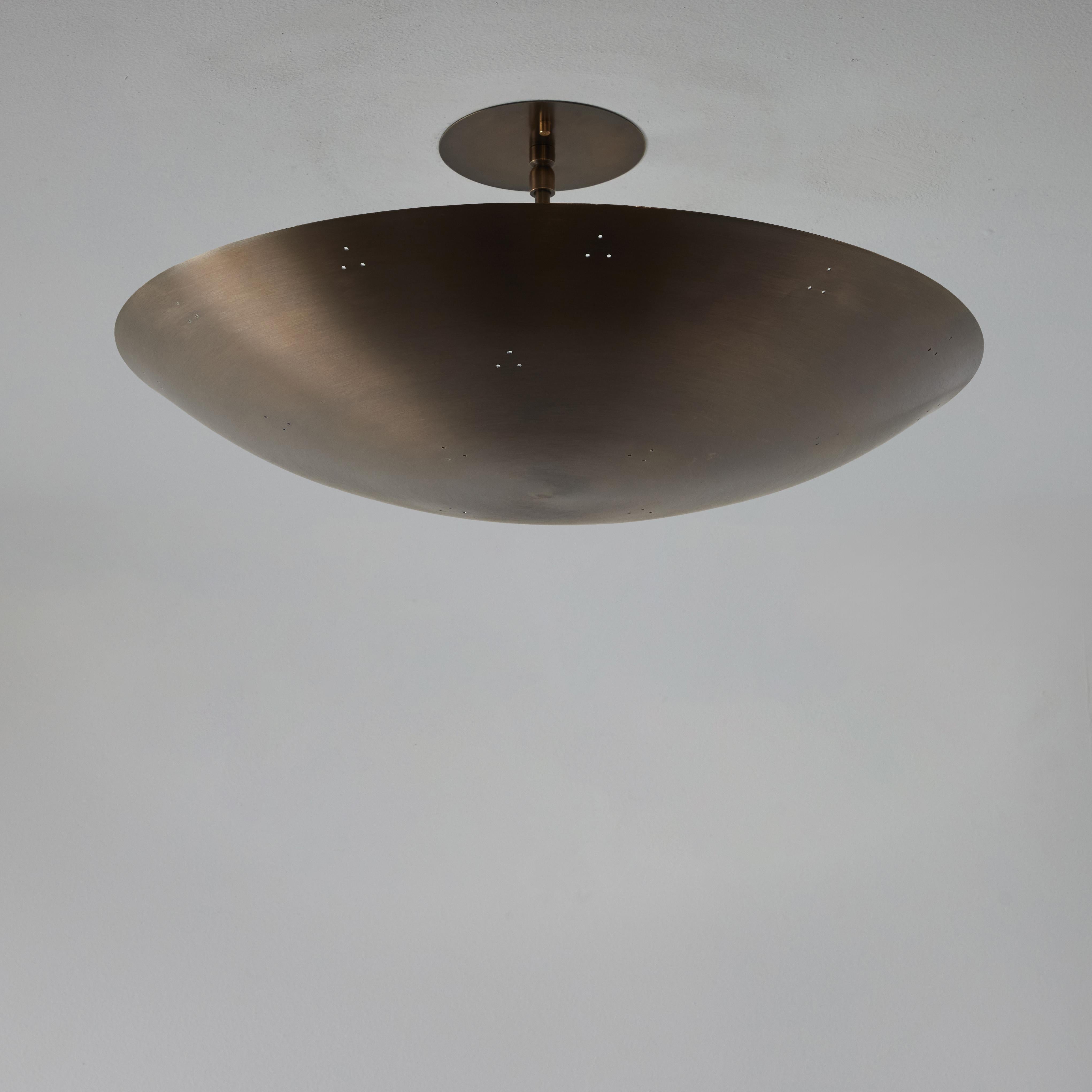 Contemporary Raul Reyes 'Rey 20' Perforated Patinated Brass Dome Ceiling Lamp For Sale