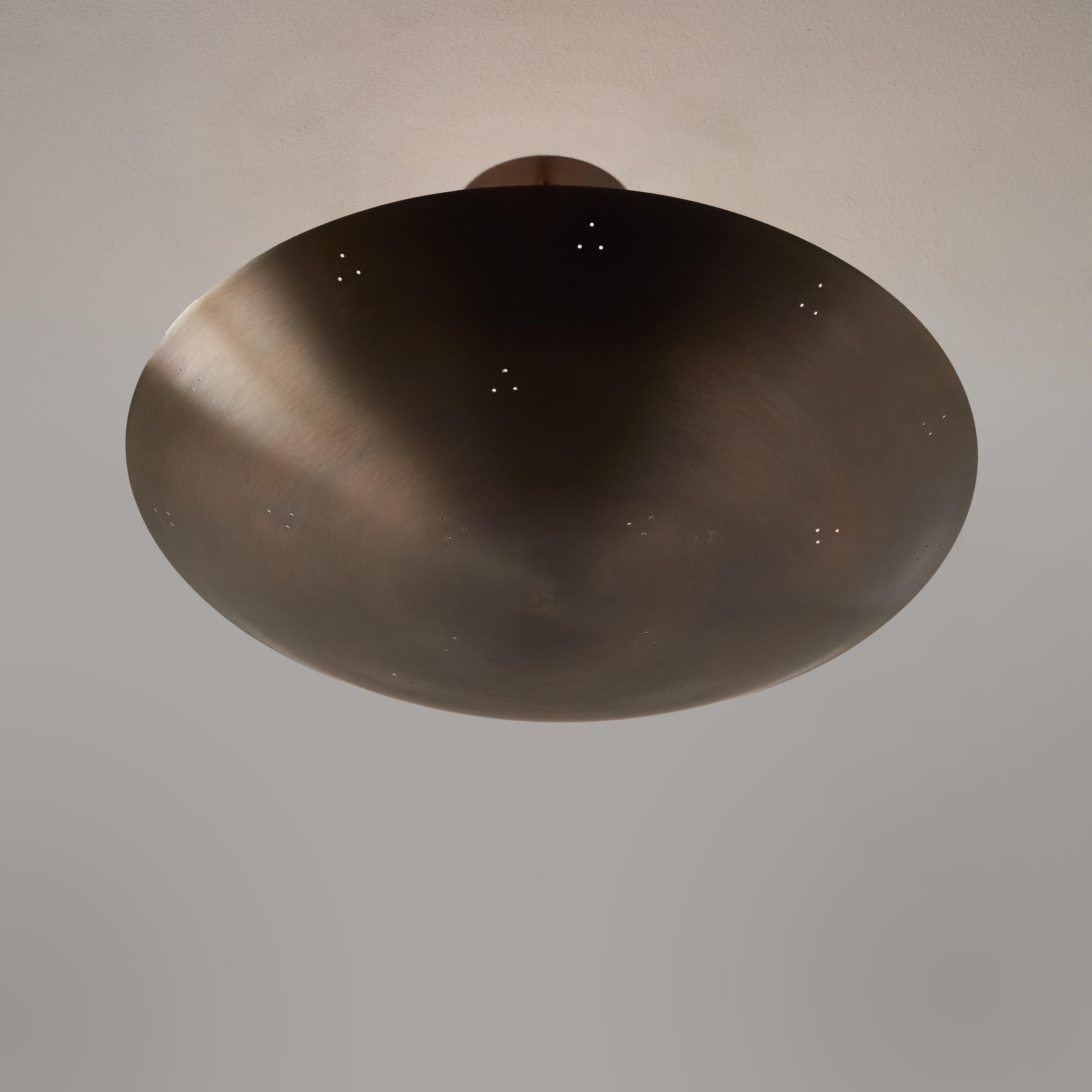 Raul Reyes 'Rey 20' Perforated Patinated Brass Dome Ceiling Lamp For Sale 1