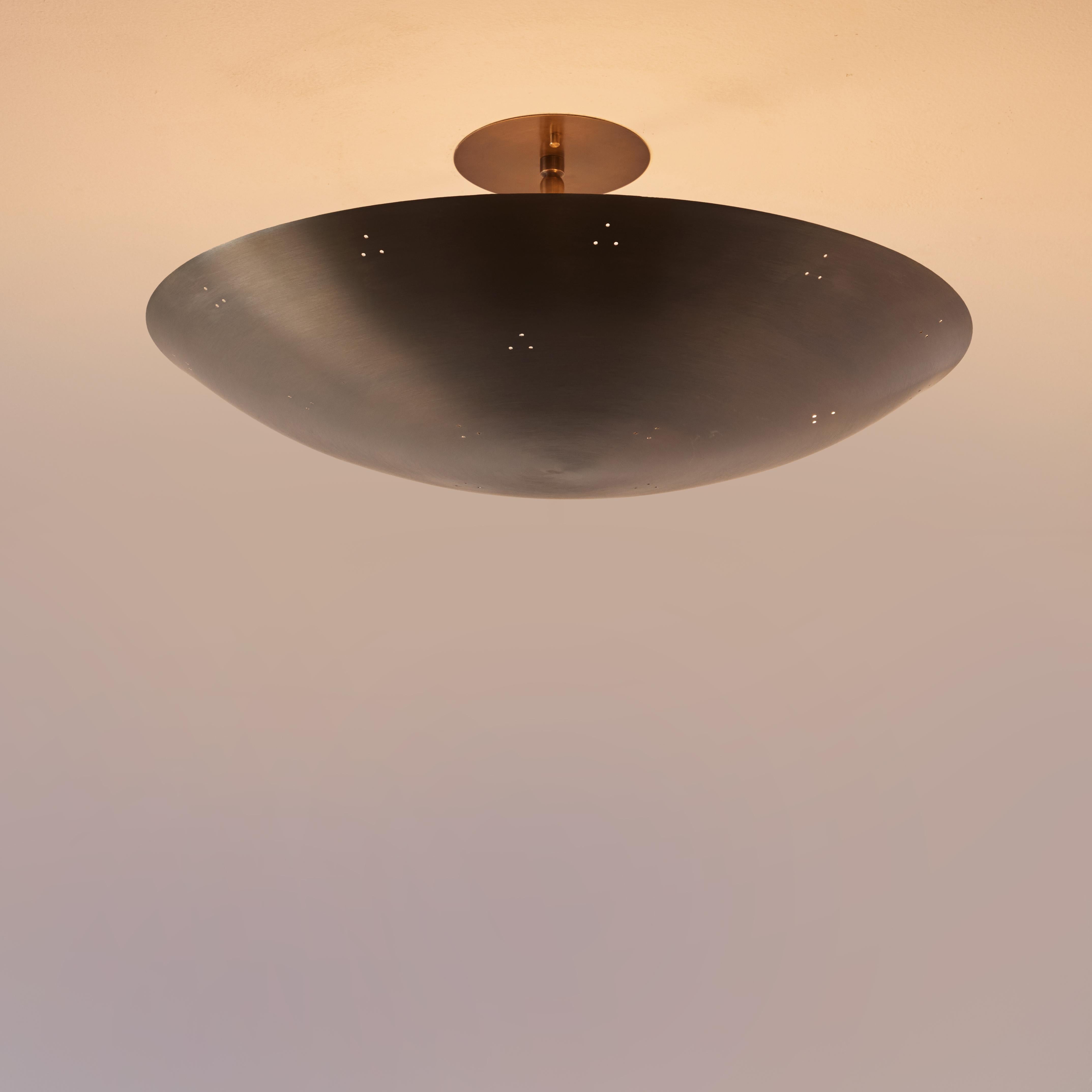 Raul Reyes 'Rey 20' Perforated Patinated Brass Dome Ceiling Lamp For Sale 2
