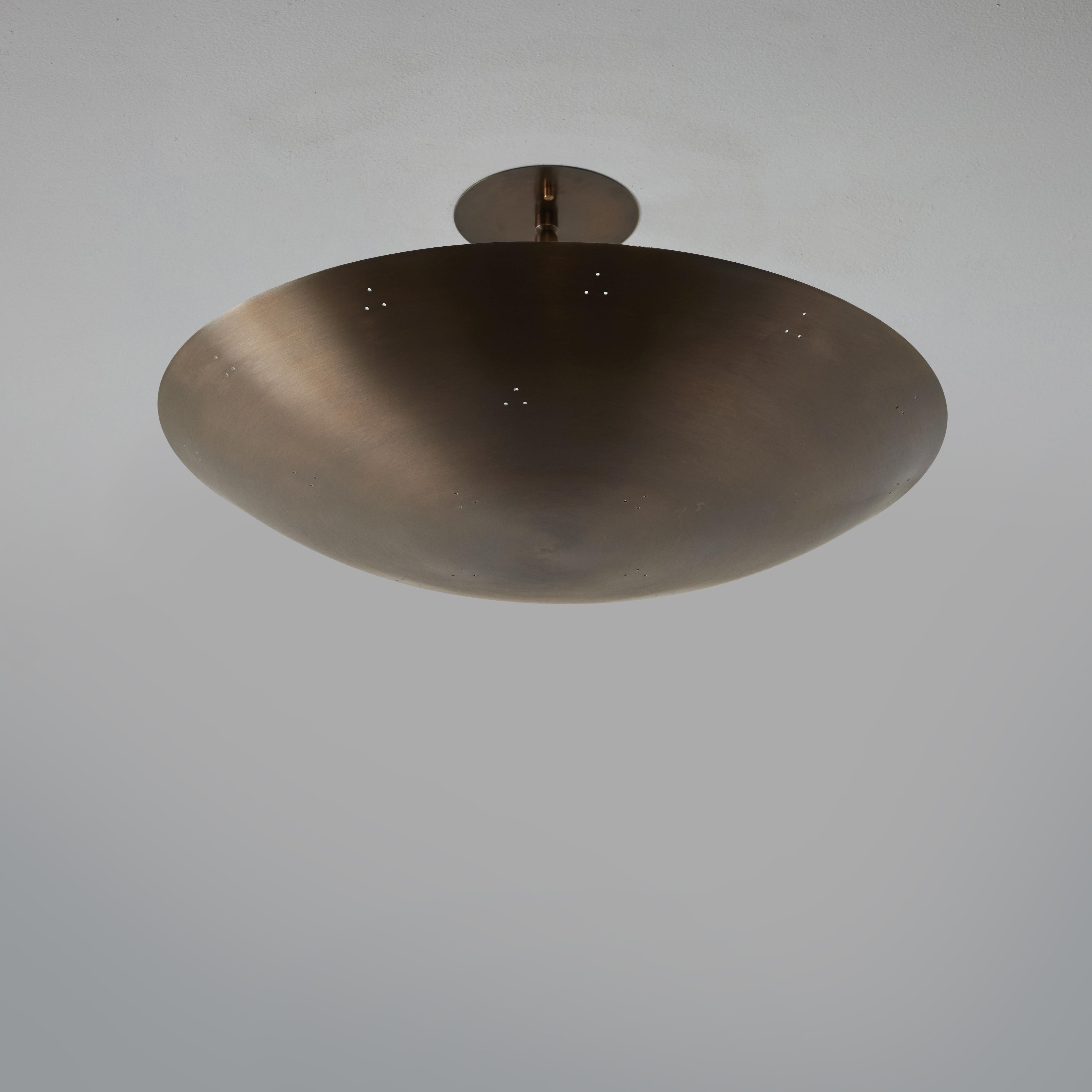Raul Reyes 'Rey 20' Perforated Patinated Brass Dome Ceiling Lamp For Sale 3