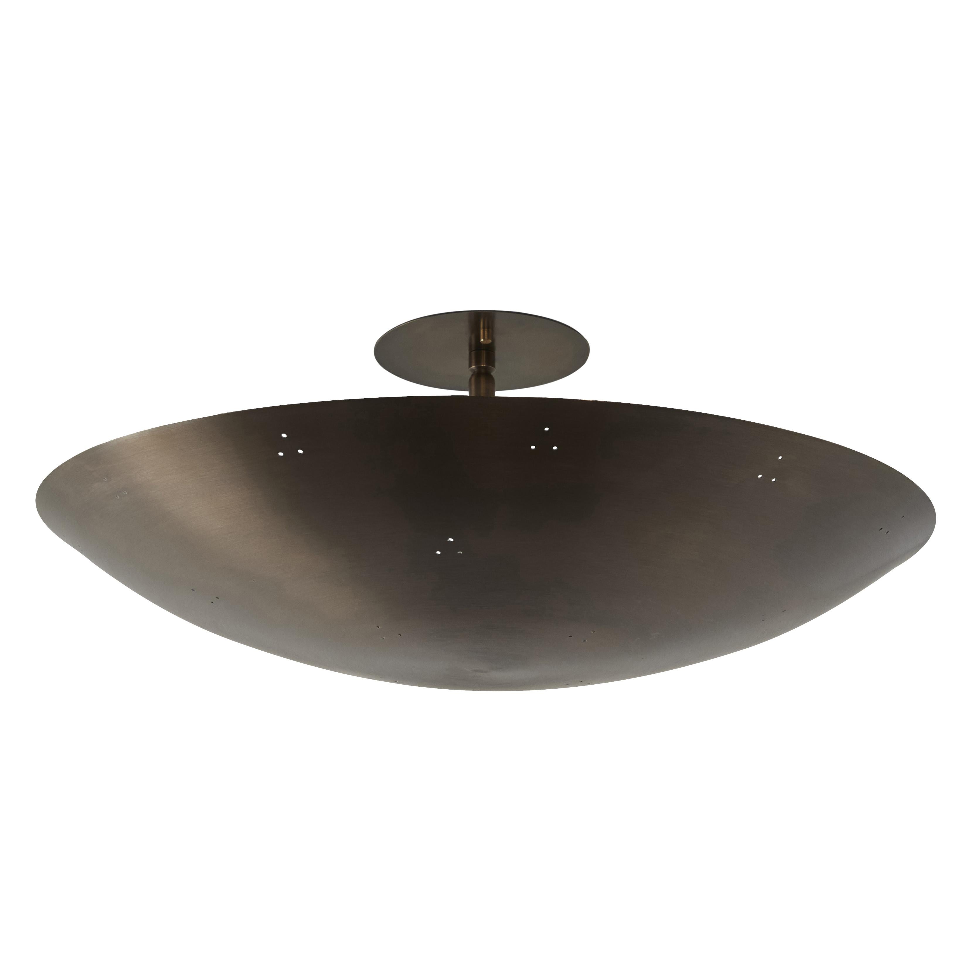 Two Enlighten 'Rey 20' Perforated Patinated Brass Dome Ceiling Lamp