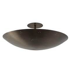 Two Enlighten 'Rey 20' Perforated Patinated Brass Dome Ceiling Lamp
