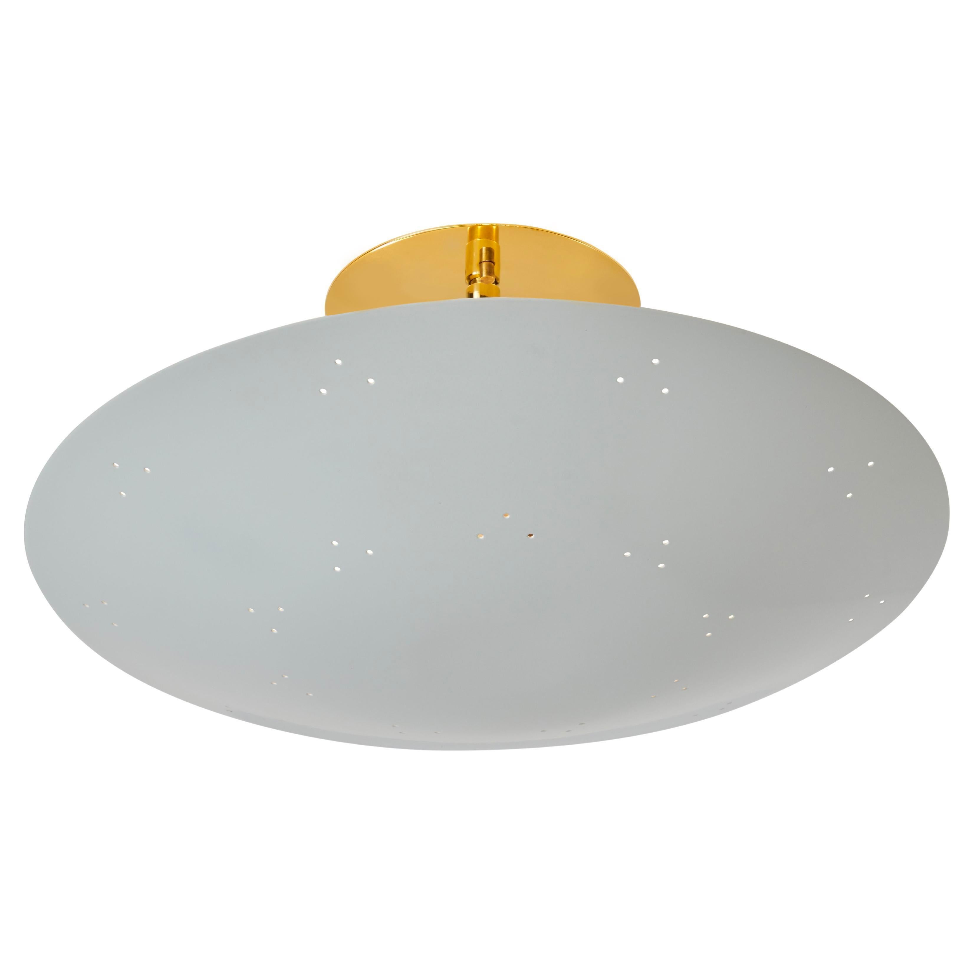 Contemporary Two Enlighten 'Rey' Perforated Brass Dome Ceiling Lamp For Sale