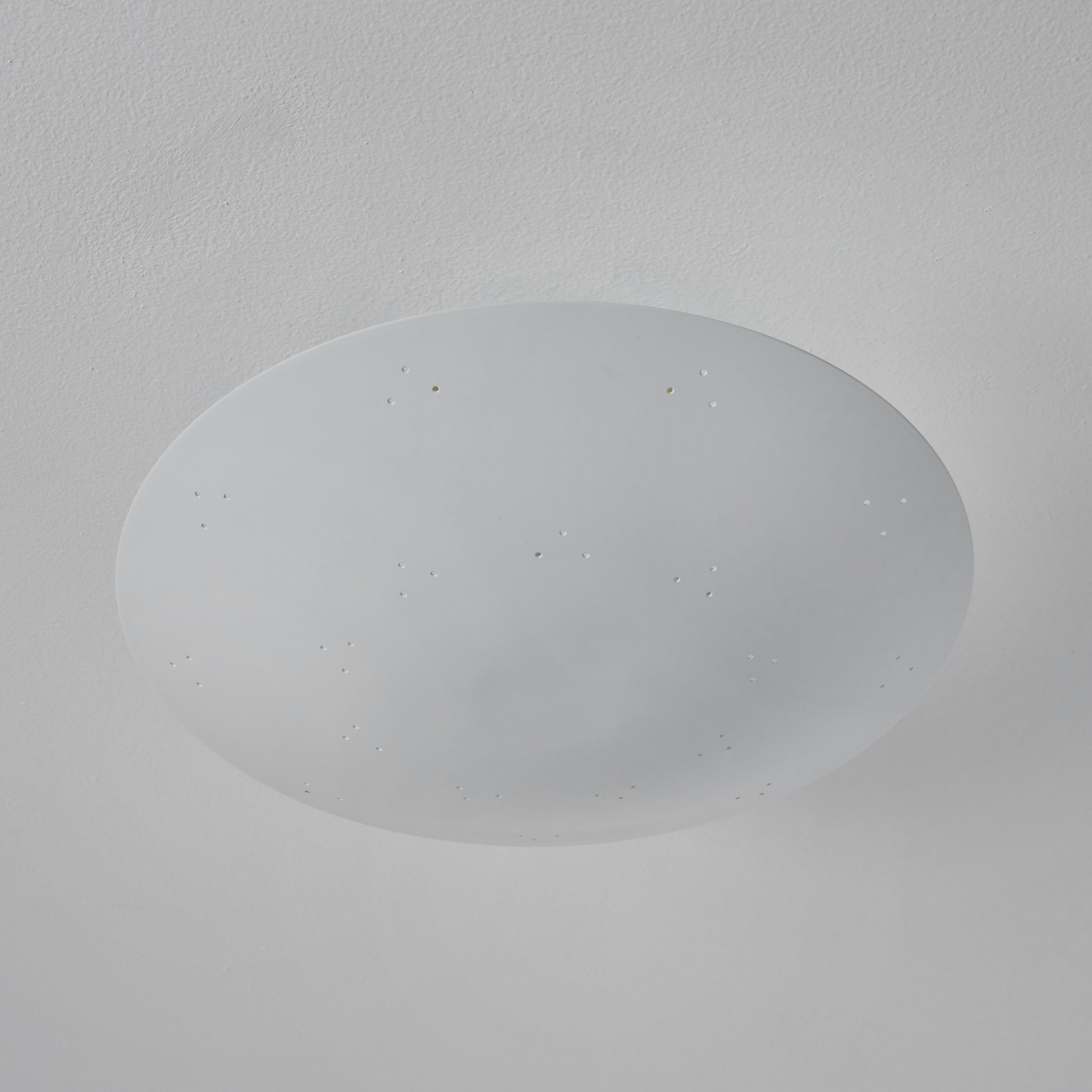 Two Enlighten 'Rey' Perforated Metal Dome Ceiling Lamp in White In New Condition For Sale In Glendale, CA