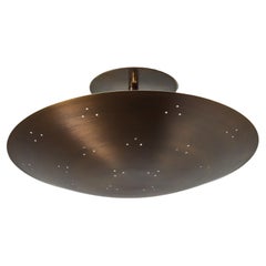 Two Enlighten 'Rey' Perforated Patinated Brass Dome Ceiling Lamp