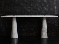 Two Eros White Carrara Marble Consoles Table by Angelo Mangiarotti
