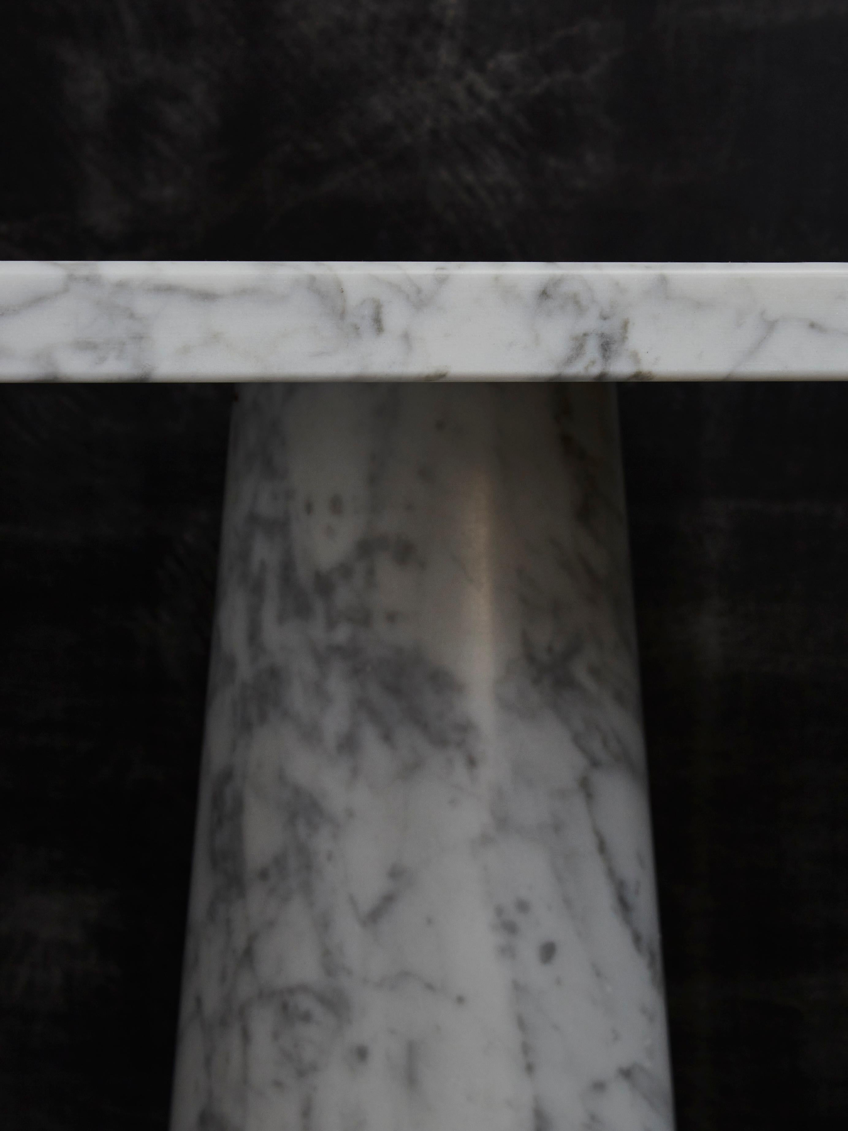 Mid-Century Modern Two Eros White Carrara Marble Consoles Table by Angelo Mangiarotti
