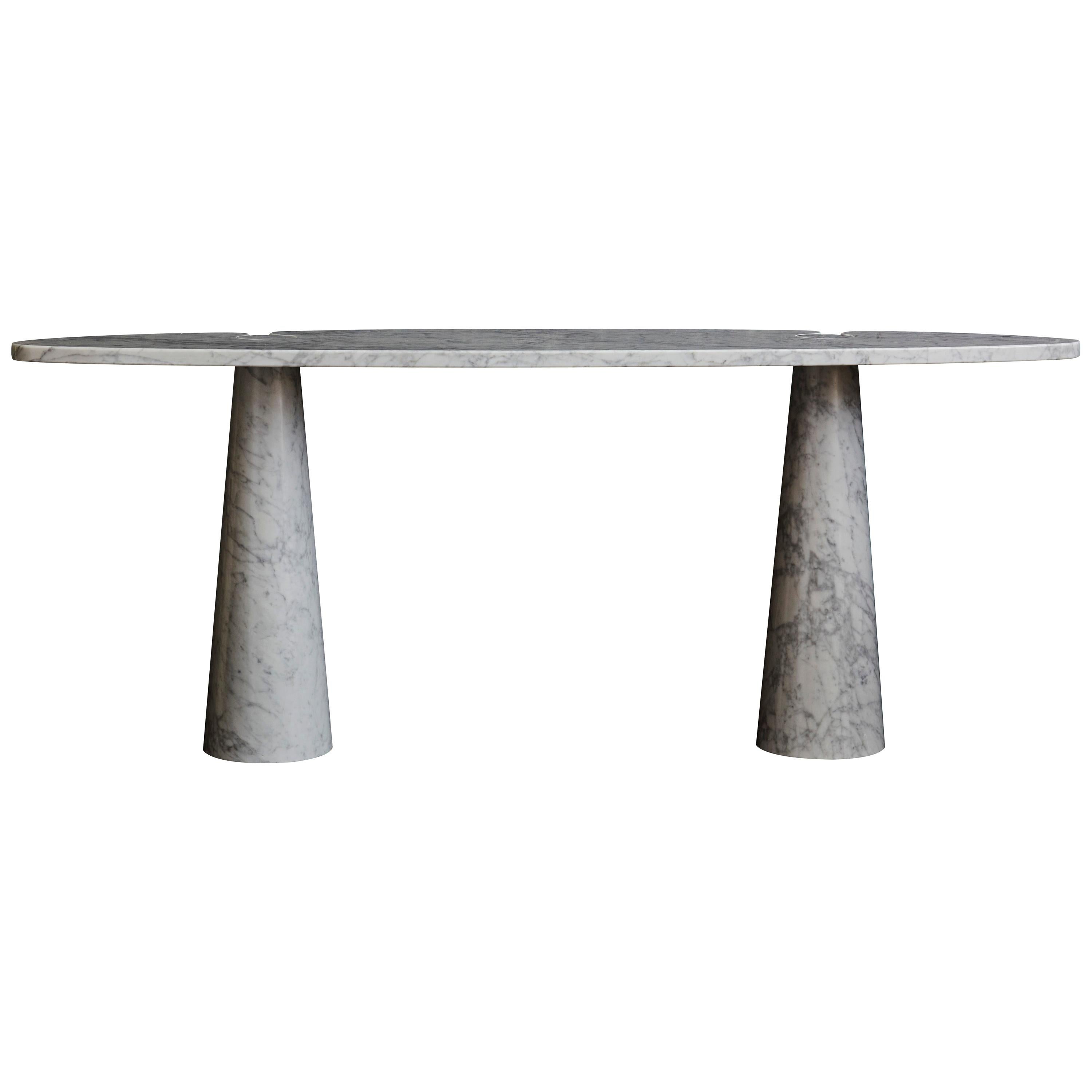 Two Eros White Carrara Marble Consoles Table by Angelo Mangiarotti