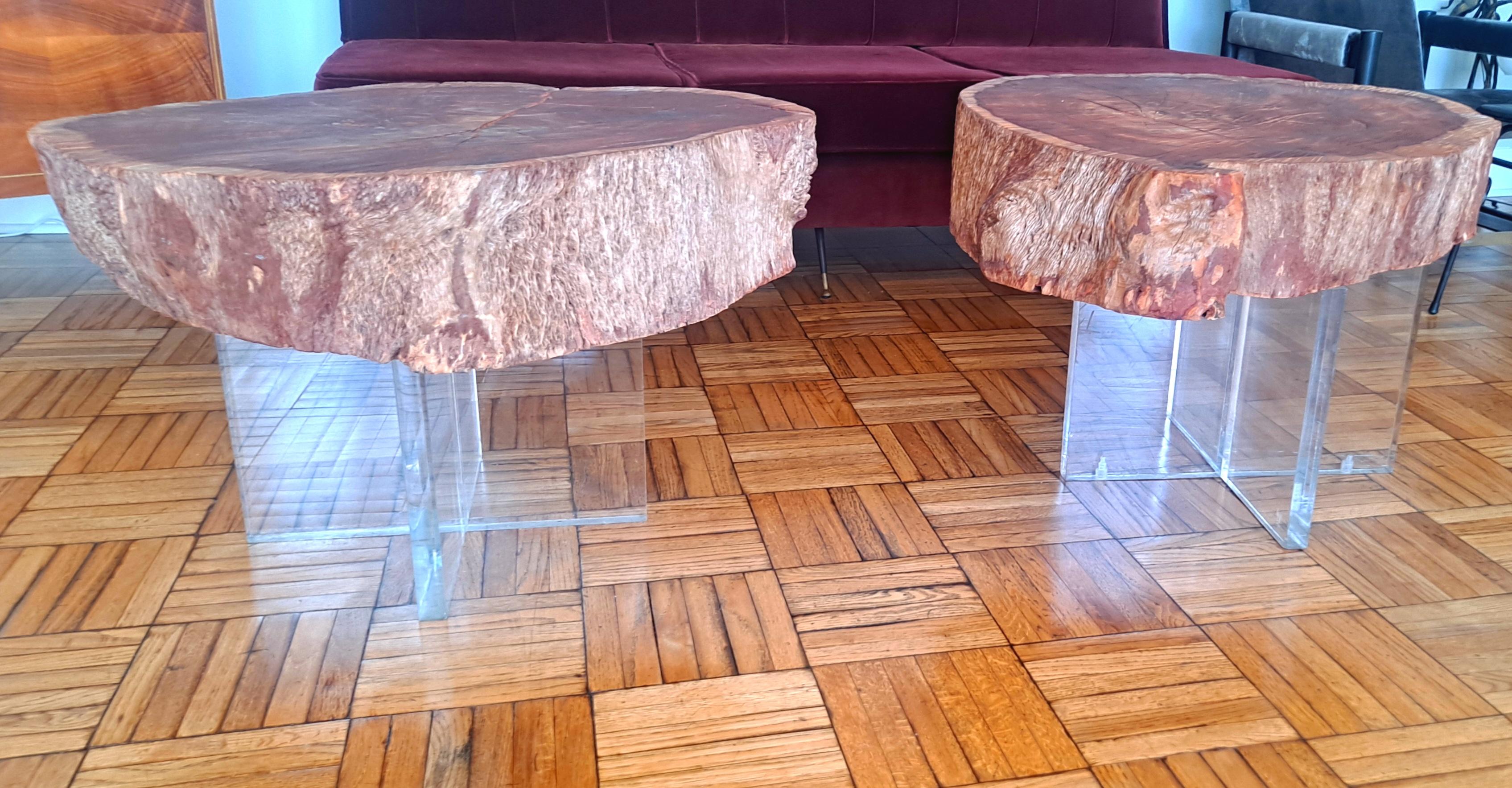 Two Eucalyptus Side Table In Distressed Condition For Sale In Los Angeles, CA