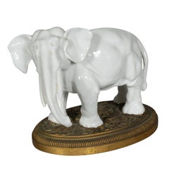 Two European Blanc De Chine Porcelain Figures Of Elephants
