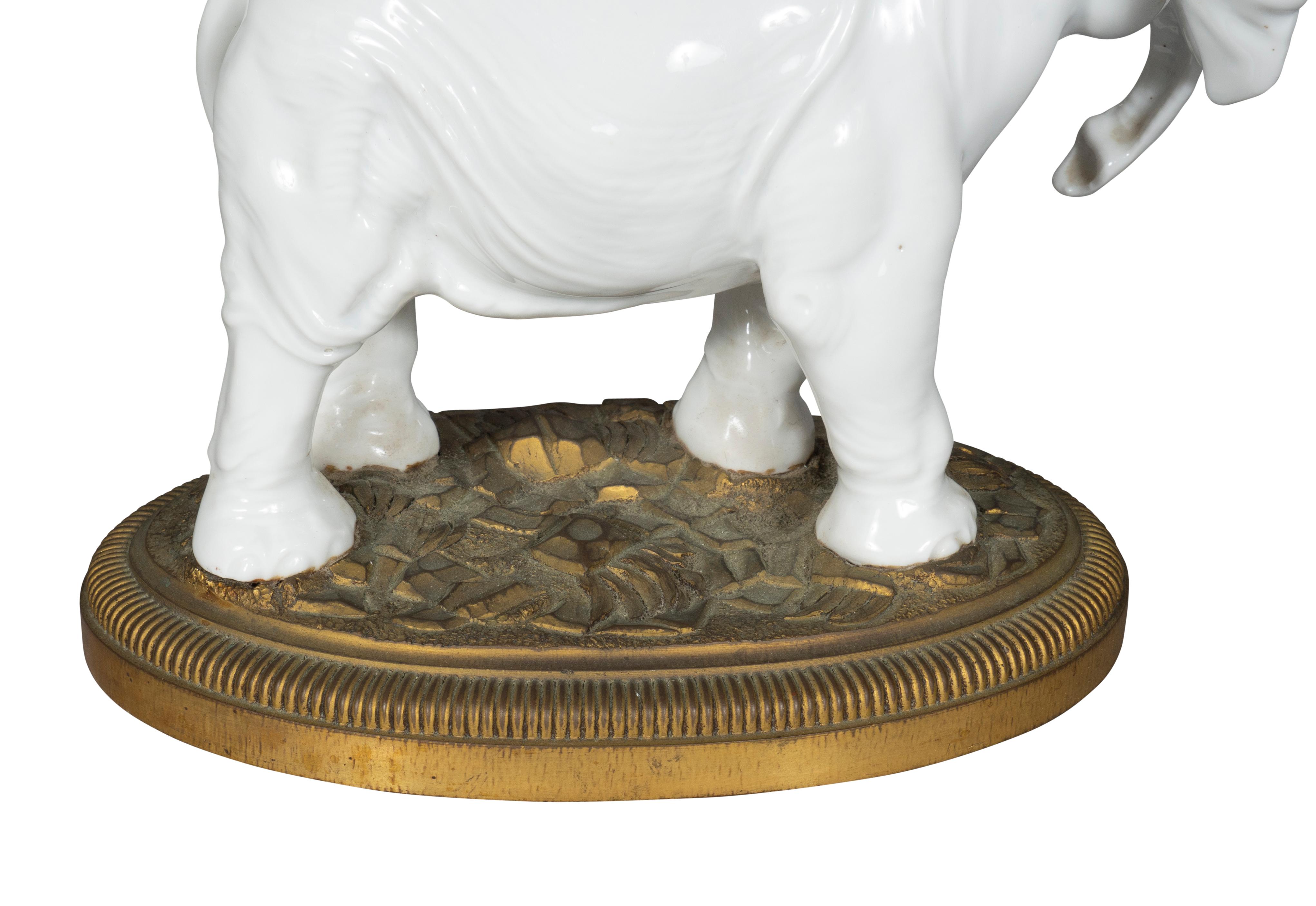 Bronze Two European Blanc De Chine Porcelain Figures Of Elephants For Sale