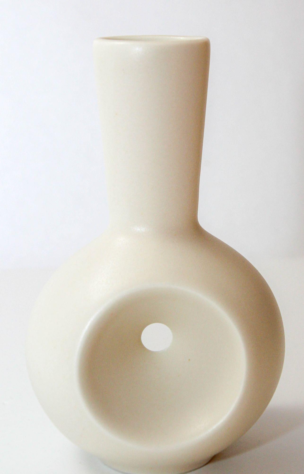 Ceramic Two Eva Zeisel Handmade Porcelain Vases for Klein Reid Pottery Minimalist Modern