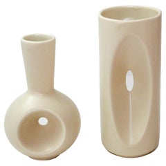 Two Eva Zeisel Handmade Porcelain Vases for Klein Reid Pottery Minimalist Modern
