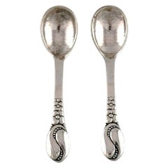 Two Evald Nielsen Number 12 Salt Spoons in Silver, 1920s