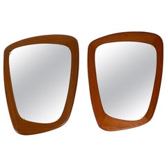 Two Exceptional Rare 1950s Heavy Extra Large Teak Wall Mirrors, Made in Denmark