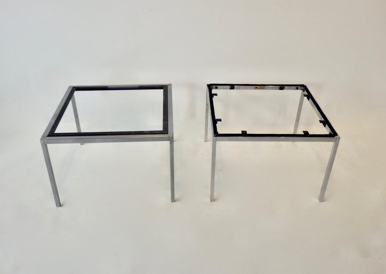 Two Exotic Stone Top Florence Knoll Side Tables One Chrome One Satin Finish  Base For Sale at 1stDibs