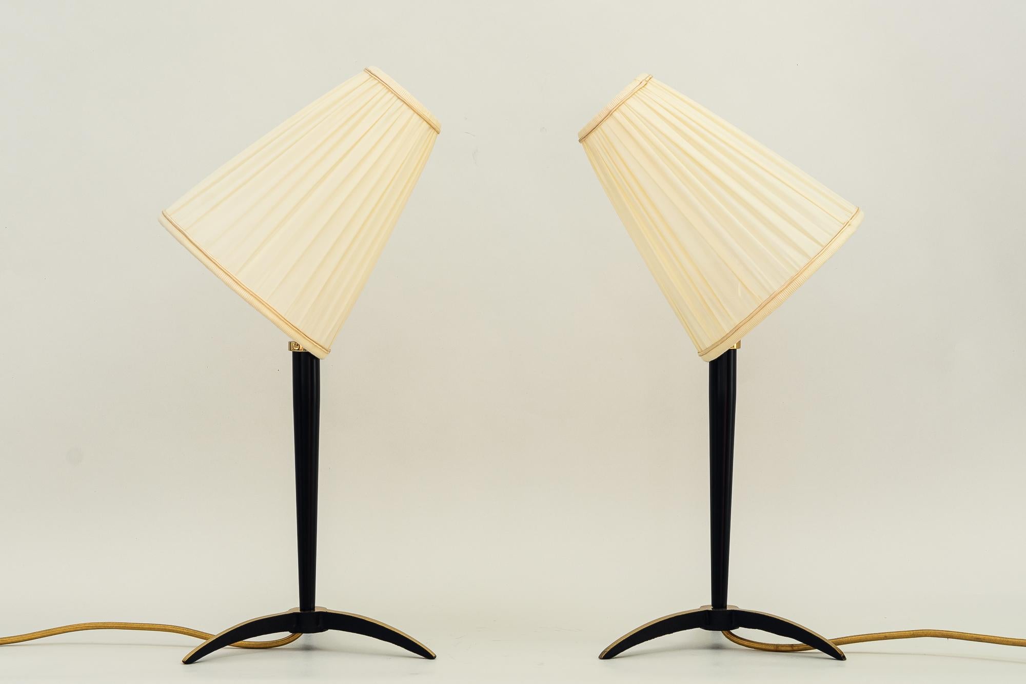 Austrian Two Extandable J.T.Kalmar Table Lamps with Fabric Shades Around 1950s For Sale