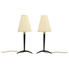 Vintage Two Extandable J.T.Kalmar Table Lamps with Fabric Shades Around 1950s